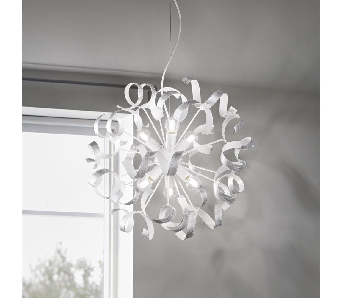 Ideal Lux - Luster na lanku VORTEX 6xE14/40W/230V pr. 53 cm strieborná/patina 101613