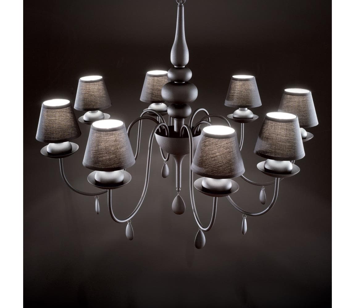 Ideal Lux - Luster na reťazi BLANCHE 8xE14/40W/230V pr. 92 cm čierna 111896