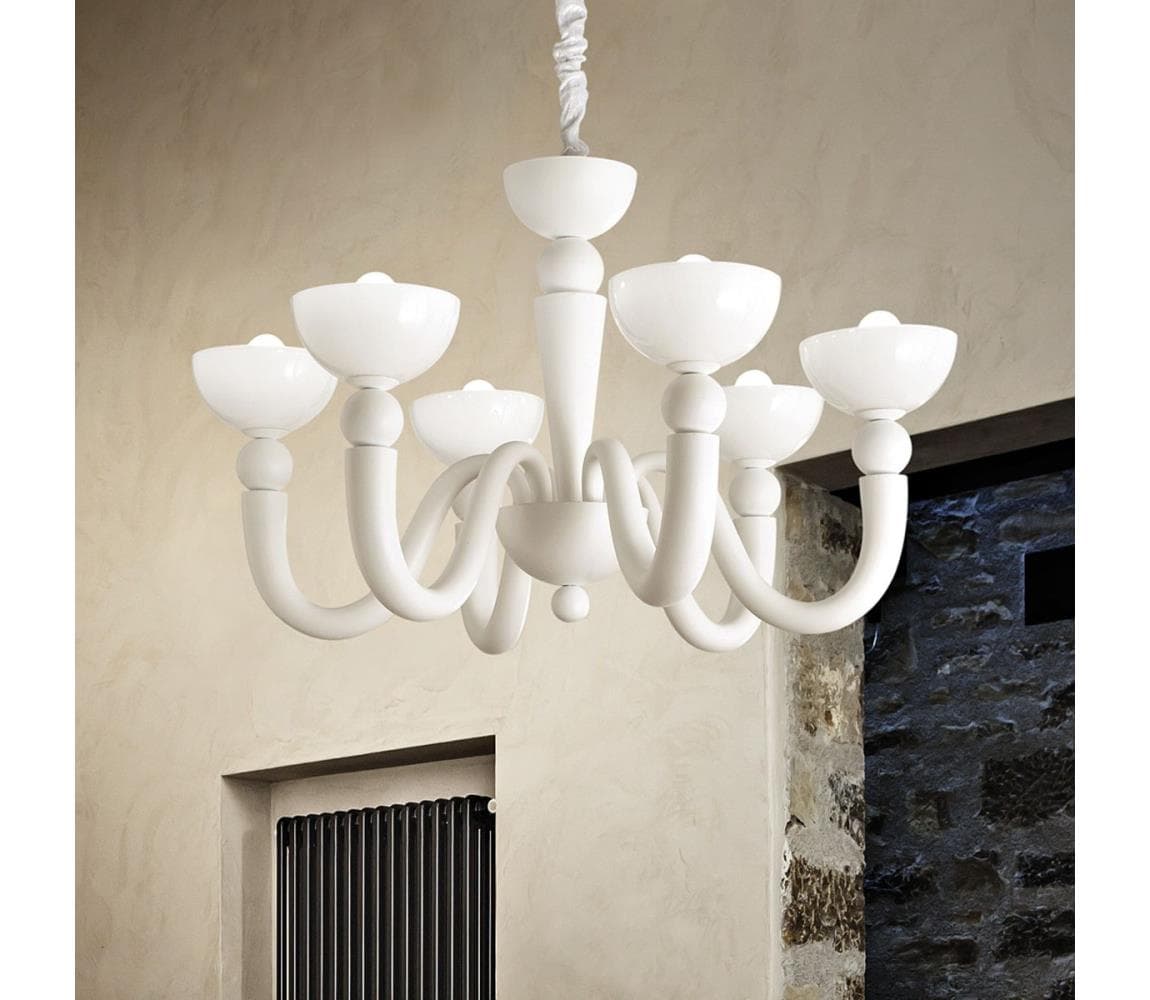 Ideal Lux - Luster na reťazi BON BON 8xE14/28W/230V pr. 95,5 cm biela 094007