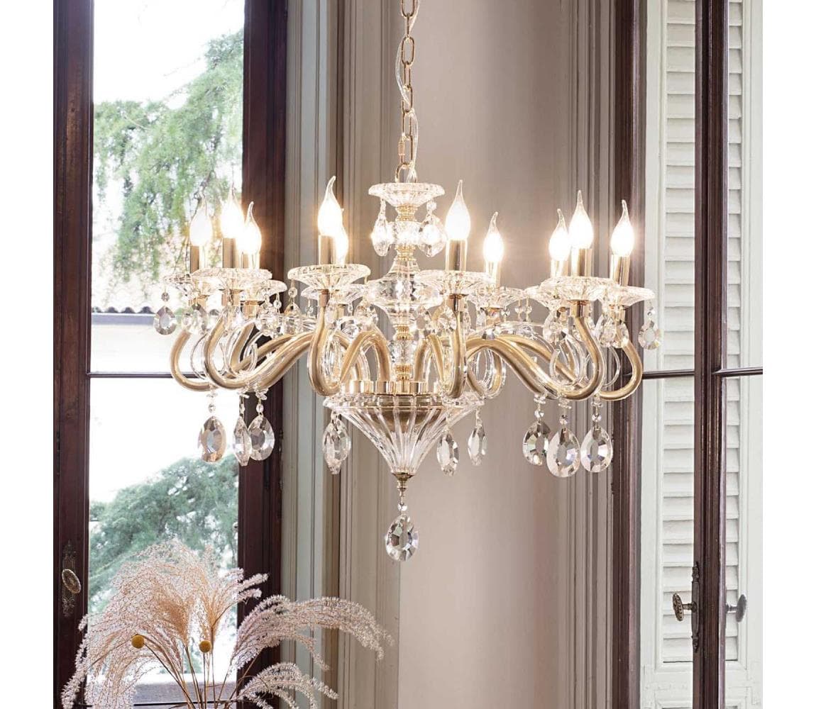 Ideal Lux - Luster na reťazi NEGRESCO 10xE14/28W/230V pr. 85 cm zlatá 087771