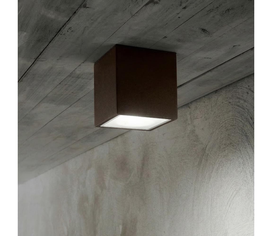Ideal Lux - Vonkajšie bodové svietidlo TECHO 1xGU10/20W/230V 15x15 cm IP54 hnedé 251547