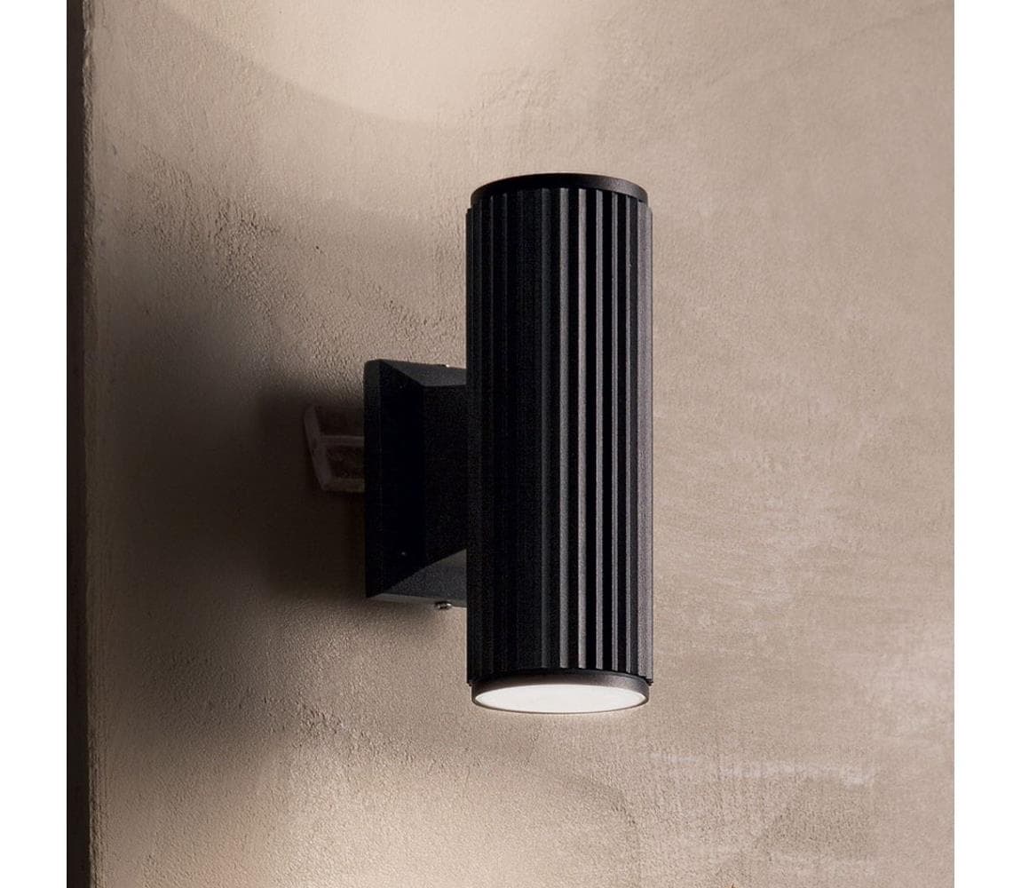 Ideal Lux - Vonkajšie nástenné svietidlo BASE 2xGU10/28W/230V IP44 čierna 129433
