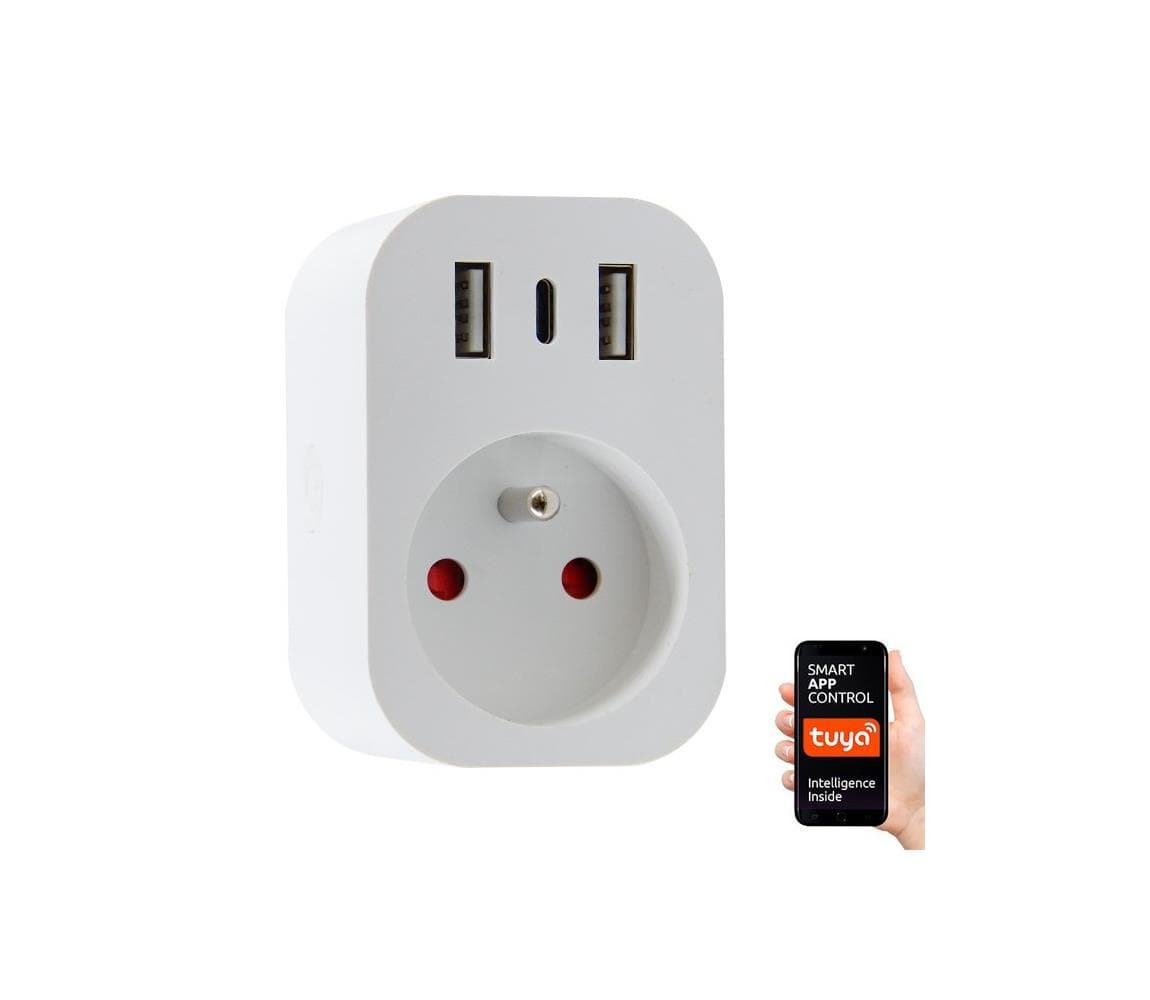 NEO 07772L- Inteligentná rozbočovacia zásuvka 16A/230V + 2xUSB+1xUSB C Wi-Fi Tuya 07772L