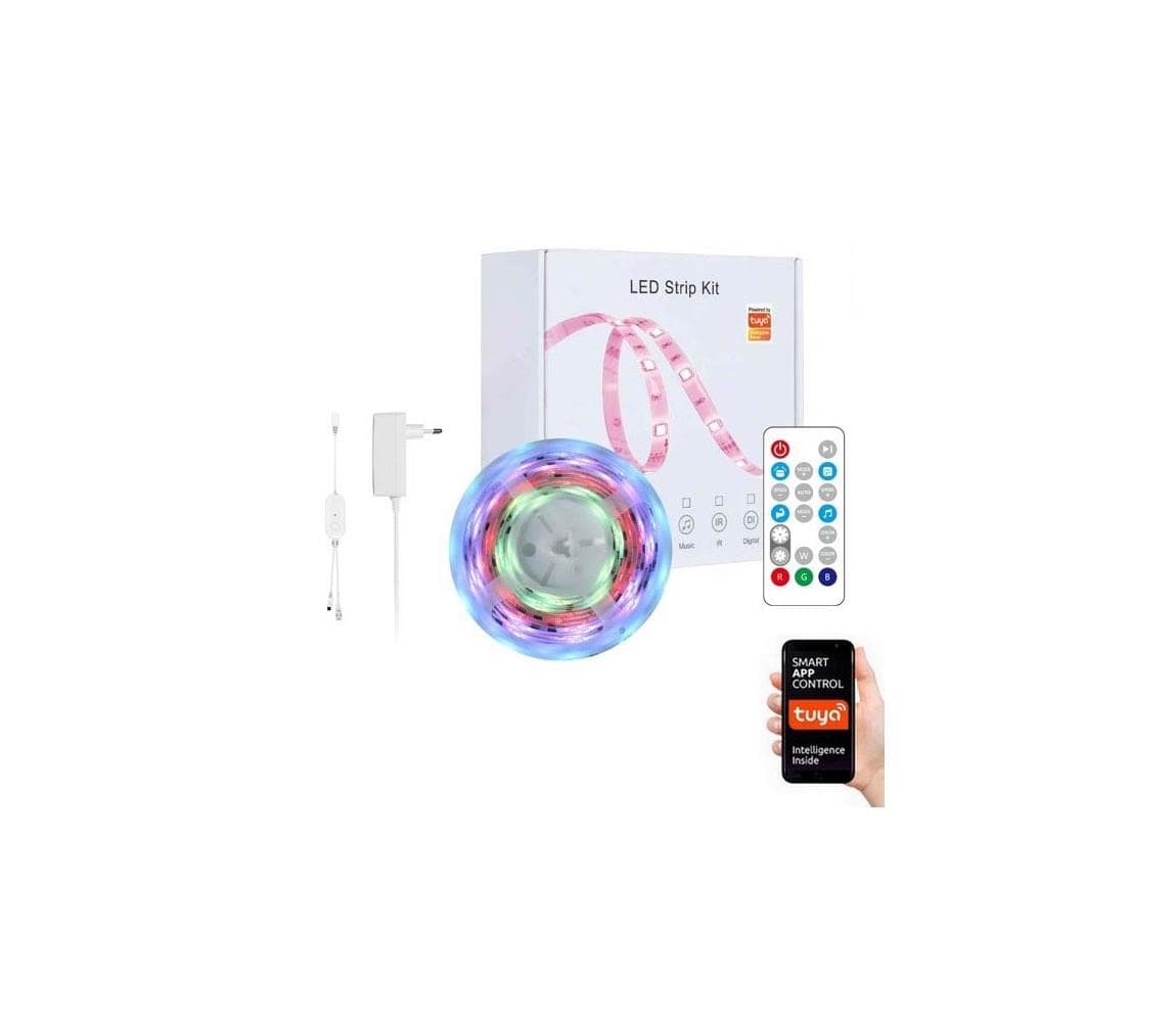 NEO07734L - LED RGB Stmievateľný pásik MUSIC 18W/230V 5m IP65 Wi-Fi Tuya+DO 07734L