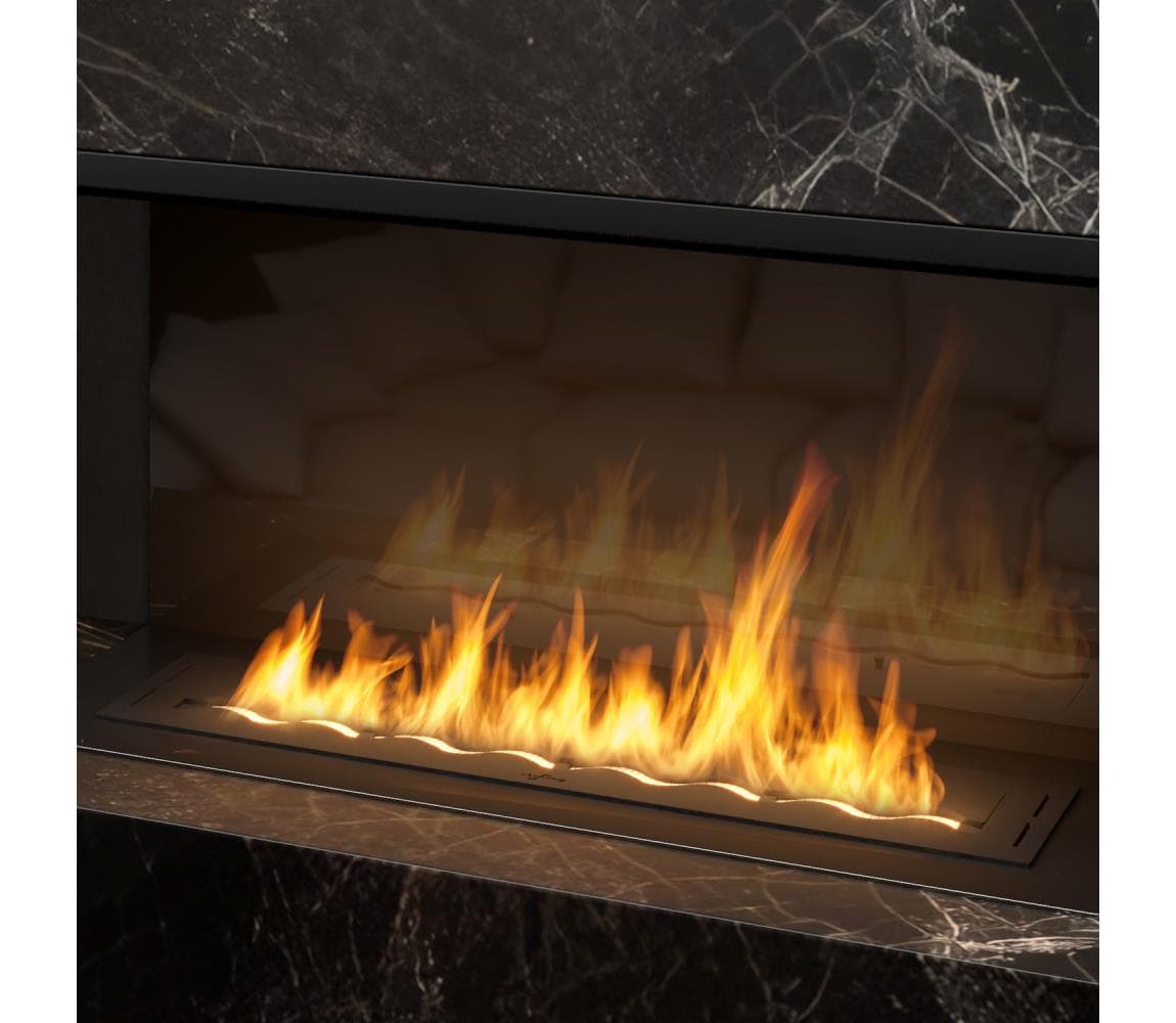 InFire - Vstavaný BIO krb 7,5x100 cm 6kW čierna SLIMfire Palnik Black Burner 1000