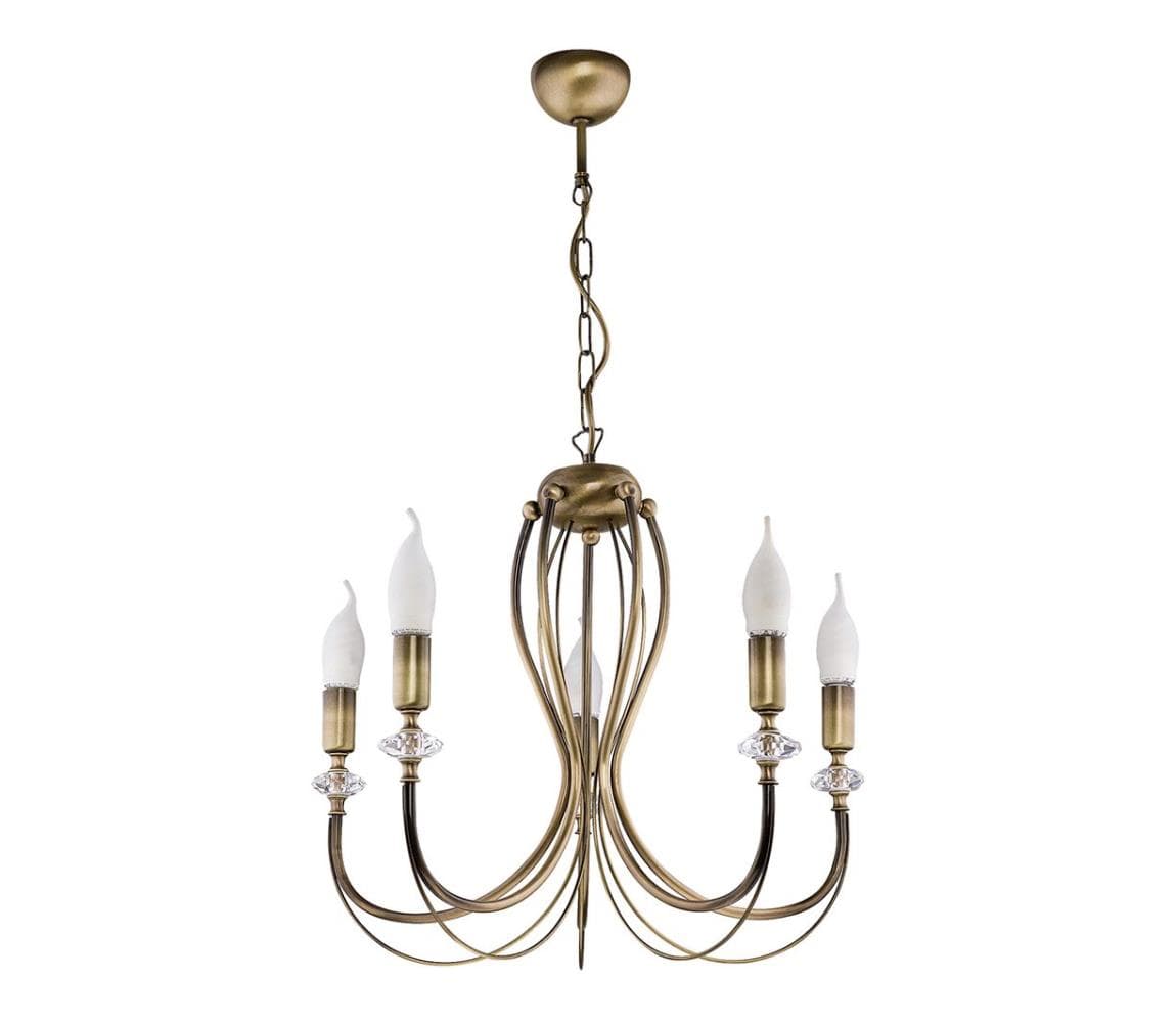 Jupiter 1611 - Luster na reťazi MELODY 5xE14/40W/230V mosadz patina 1611
