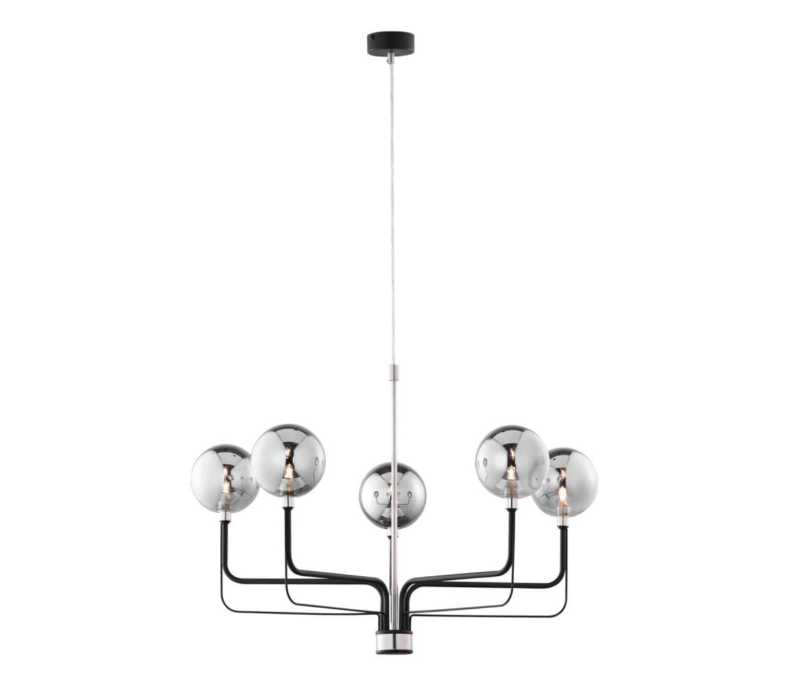 Jupiter 1888 - Luster na lanku ERIS 5xG9/14W/230V matný chróm/čierna/dymová sivá 1888