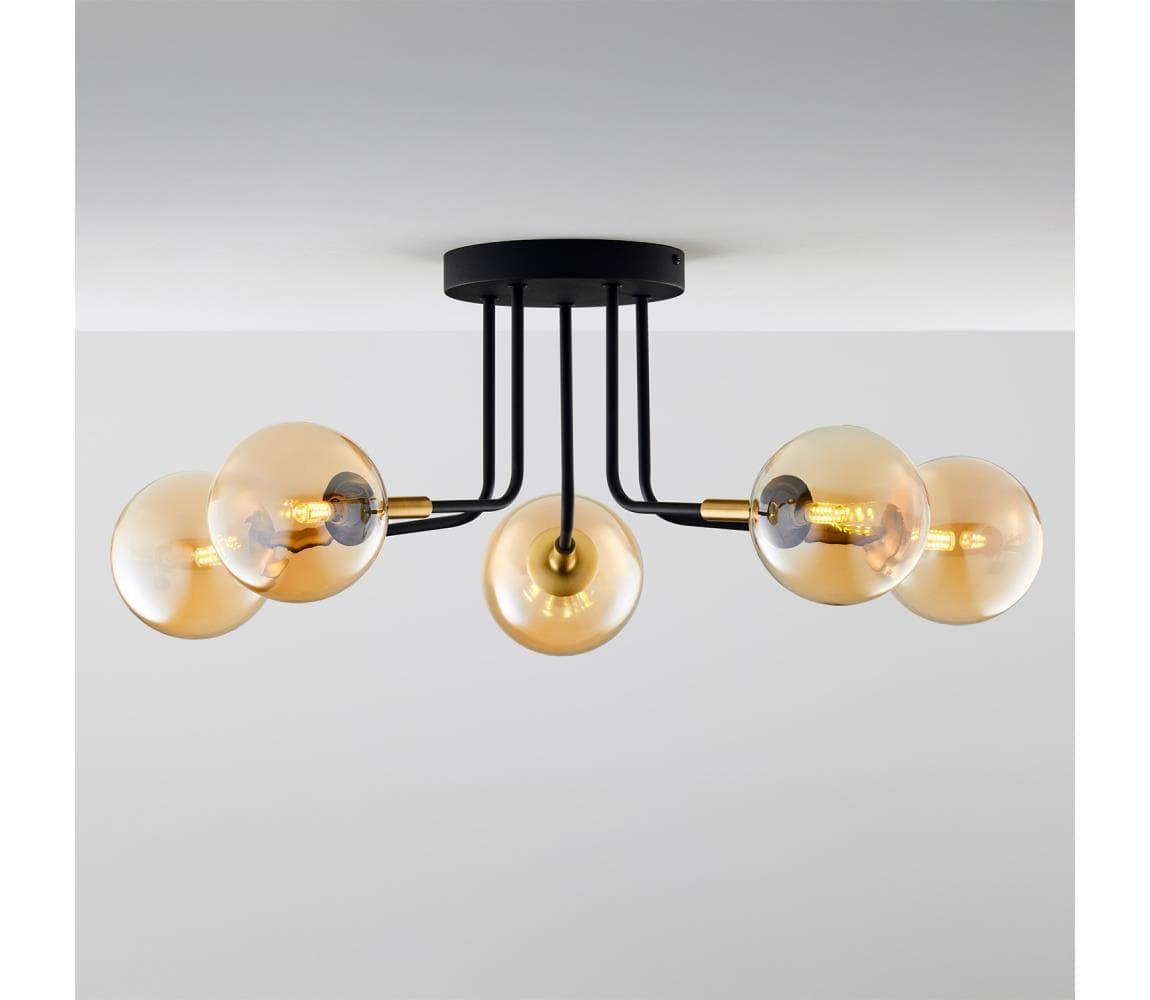 Jupiter 2038 - Luster na tyči BURANO 5xG9/10W/230V čierna/zlatá/béžová 2038