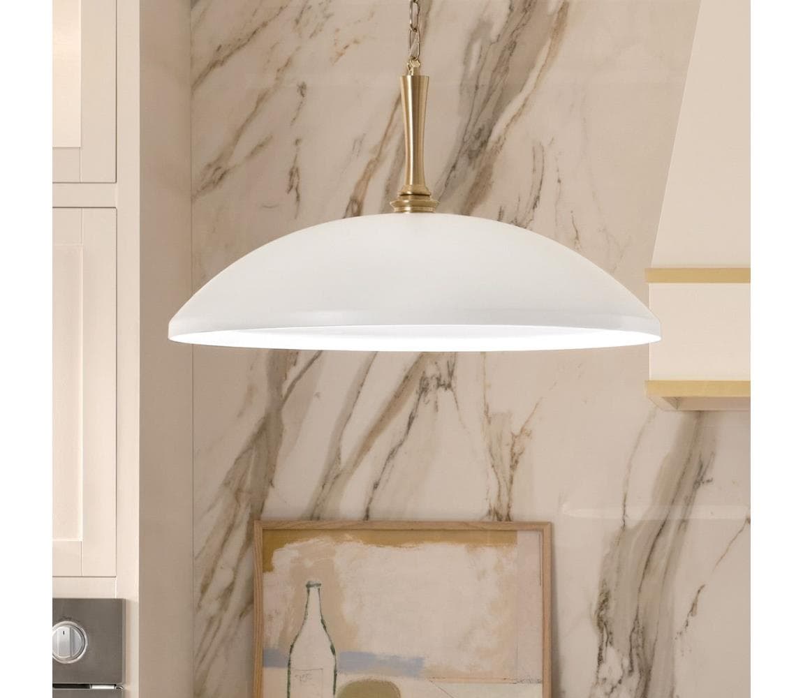 Elstead Kichler KL-DELAROSA-P-WH - Luster na reťazi DELAROSA 1xE27/60W/230V biela/mosadz KL-DELAROSA-P-WH