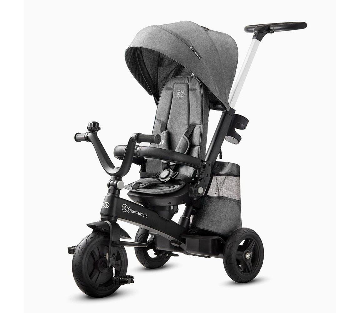 KINDERKRAFT - Detská trojkolka 5v1 EASYTWIST šedá/čierna KKRETWIGRY0000