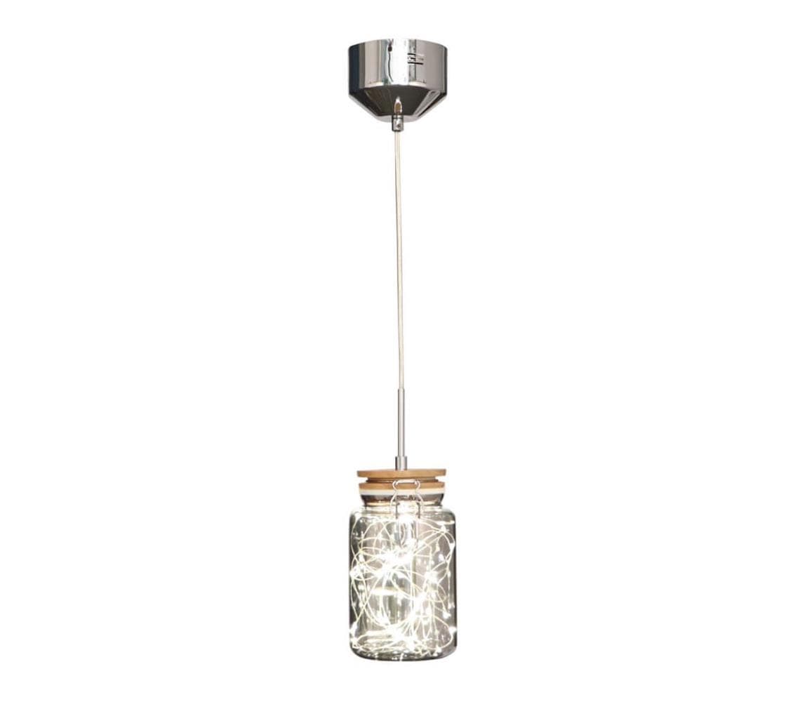 142030 - LED Luster na lanku SHOCK LED/5W/230V lesklý chróm/drevo 142030