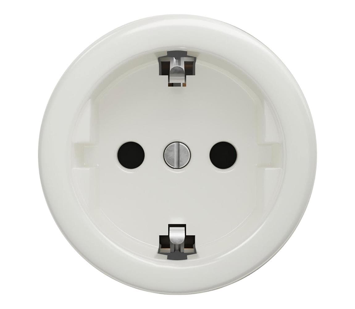 lap - Retro domová zásuvka bez rámčeka SCHUKO 230V/16A keramická biela K/ZS