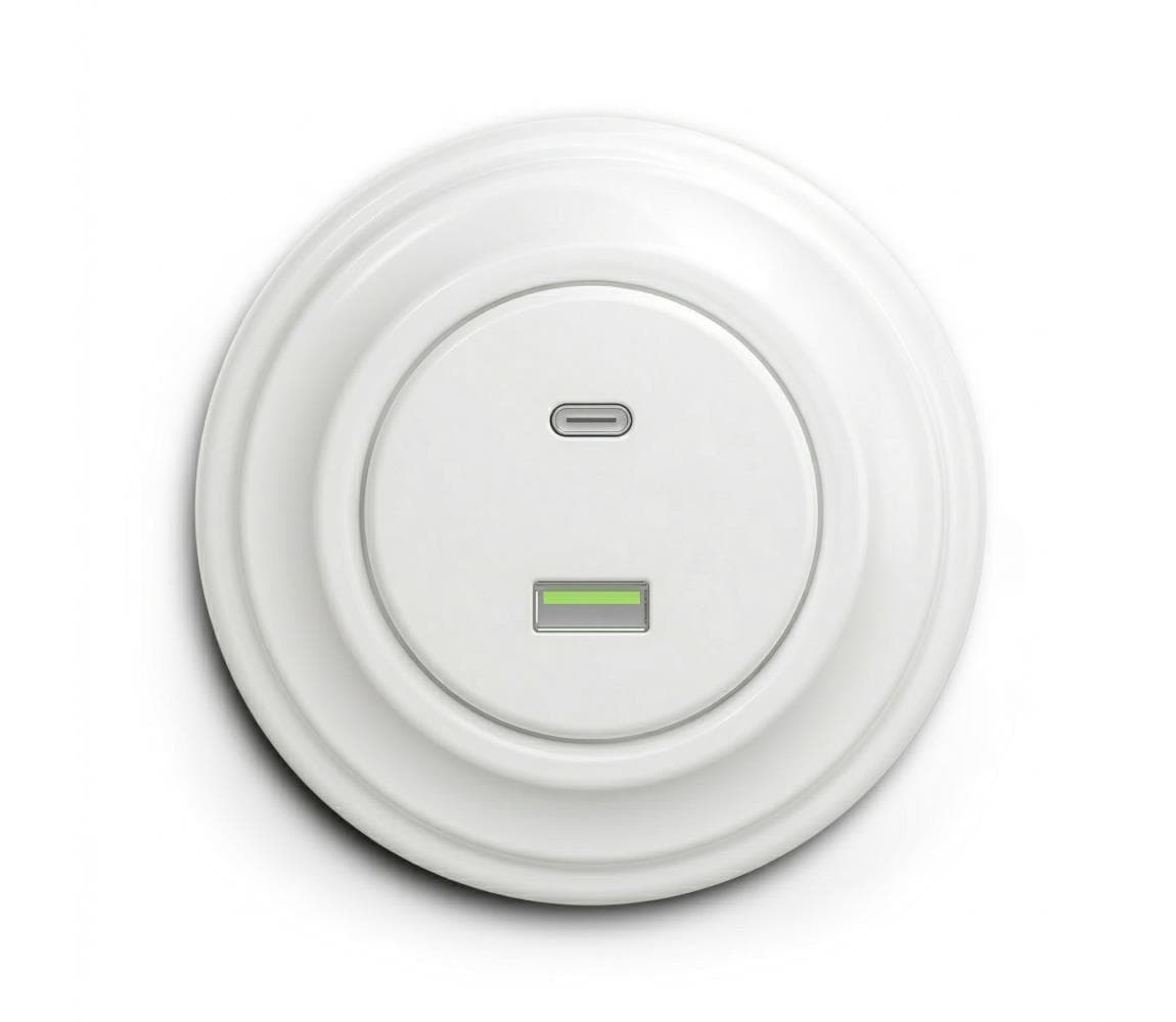 lap - Retro USB zásuvka A+C s rámčekom v snehobielej farbe KA0151+KA0157