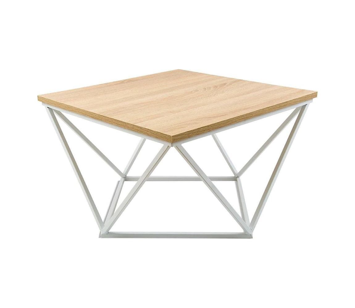 HowHomely Konferenčný stolík CURVED 60x60 cm biela/béžová 10-1568-60-WBO-MDF
