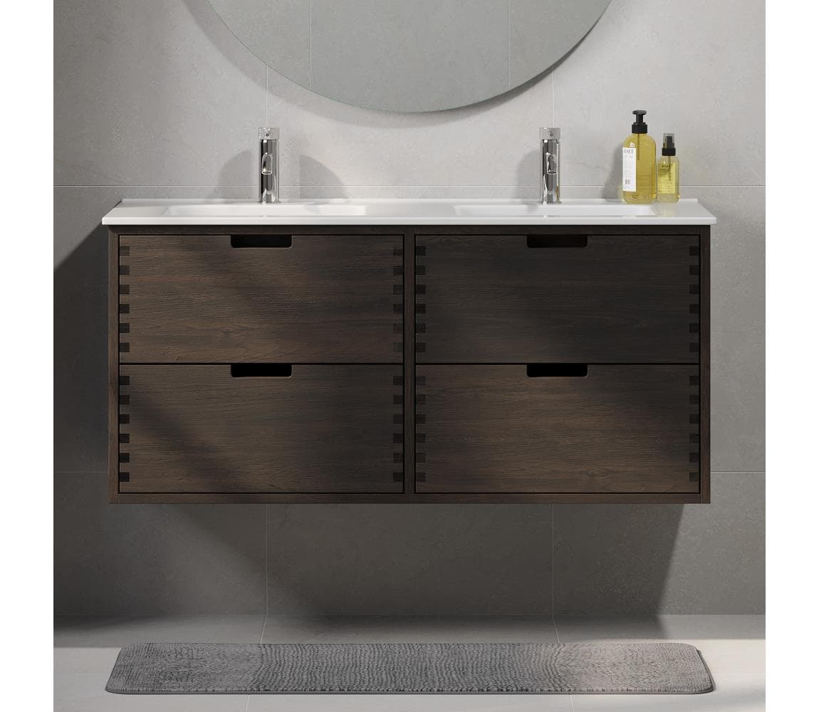 BATH DELUXE Kúpeľňová skrinka s umývadlom GRIBSKOV 120 cm hnedá/dub/biela BT0204+BT0225