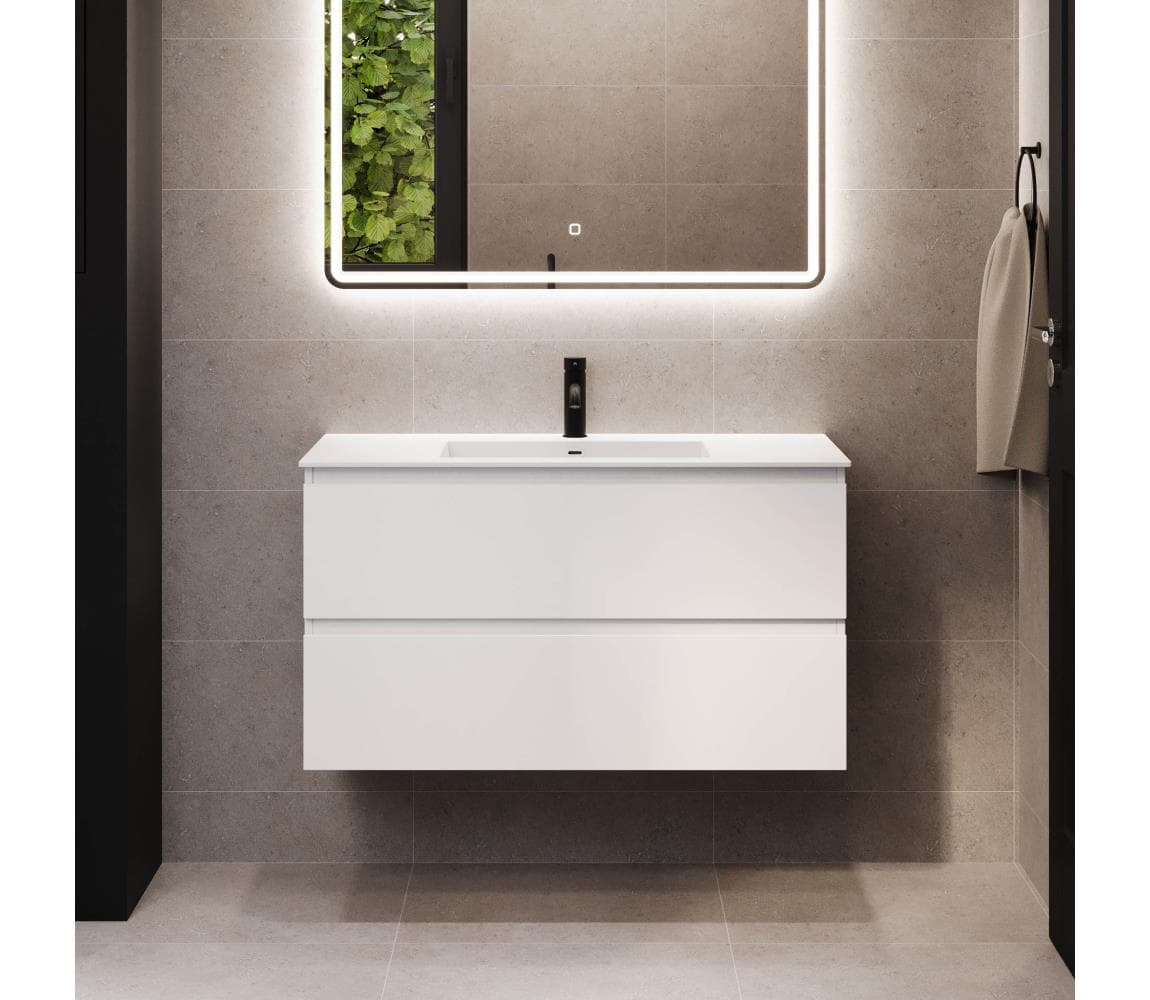 BATH DELUXE Kúpeľňová skrinka s umývadlom HELSINKI 100 cm biela BT0187+BT0193