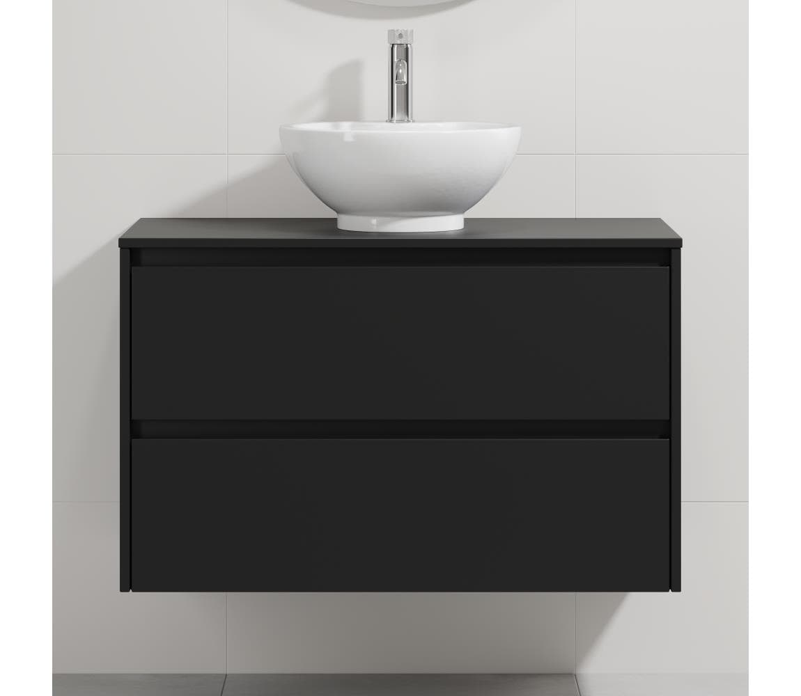 BATH DELUXE Kúpeľňová skrinka s umývadlom TRONDHEIM/DRAMMEN 90x57x46 cm čierna/biela BT0167+BT0151