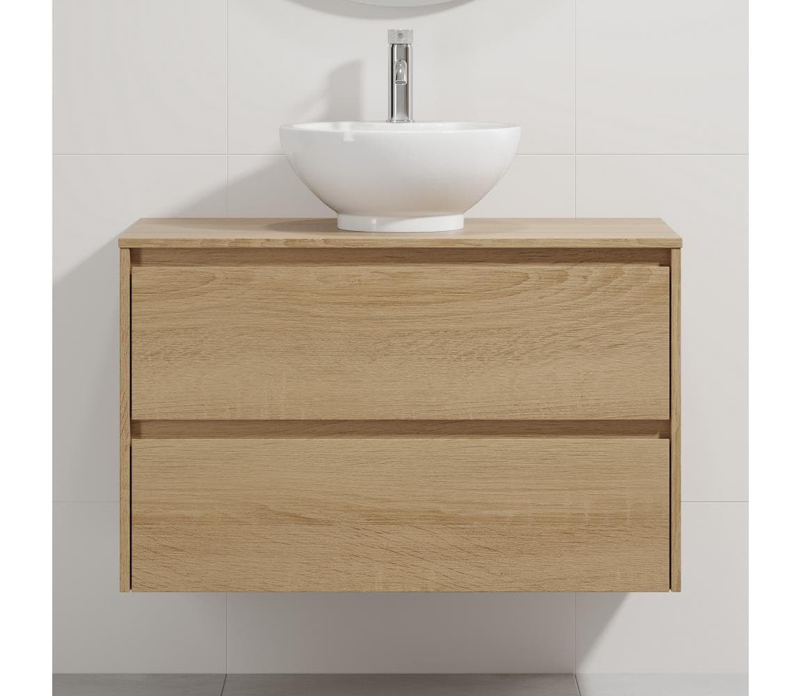 BATH DELUXE Kúpeľňová skrinka s umývadlom TRONDHEIM/DRAMMEN 90x57x46 cm dub/biela BT0167+BT0154