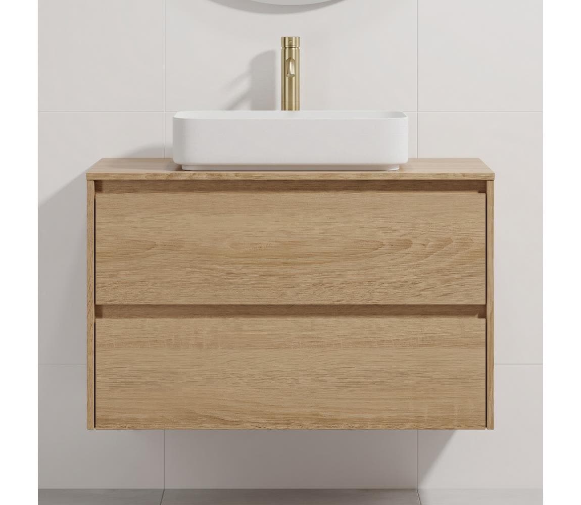 BATH DELUXE Kúpeľňová skrinka s umývadlom TRONDHEIM/LJORDAL 90x57x46 cm dub/biela BT0169+BT0154