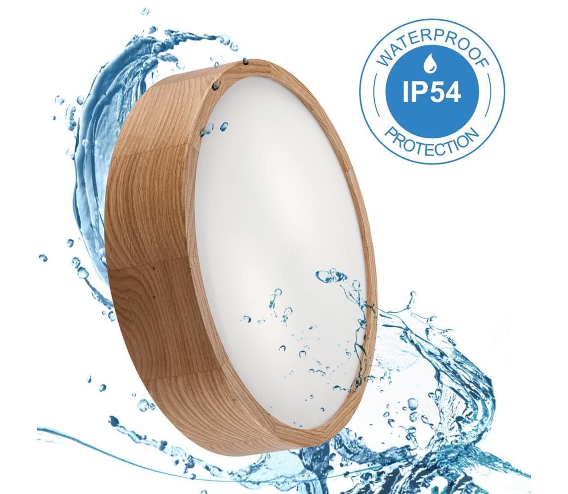 Kúpeľňové stropné svietidlo OAK 3xE27/15W/230V dub pr. 37 cm IP54 LD-PD-6.20 Oak IP54