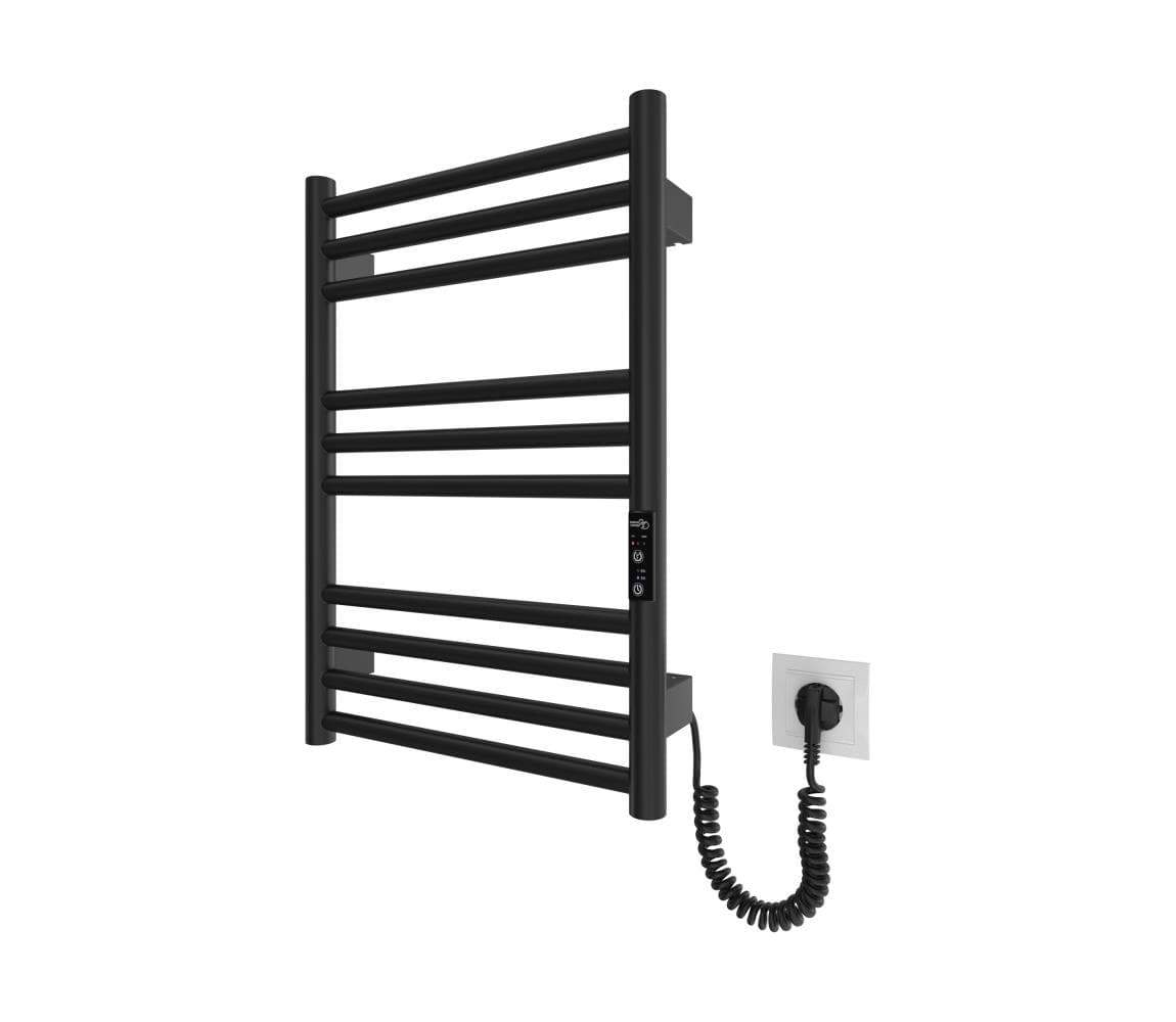 Mario-Radiators Kúpeľňový rebríkový radiátor HF GREENWICH 100W/230V 57x43 cm čierny pravostranný okrúhly 6.1.0300.06.BM