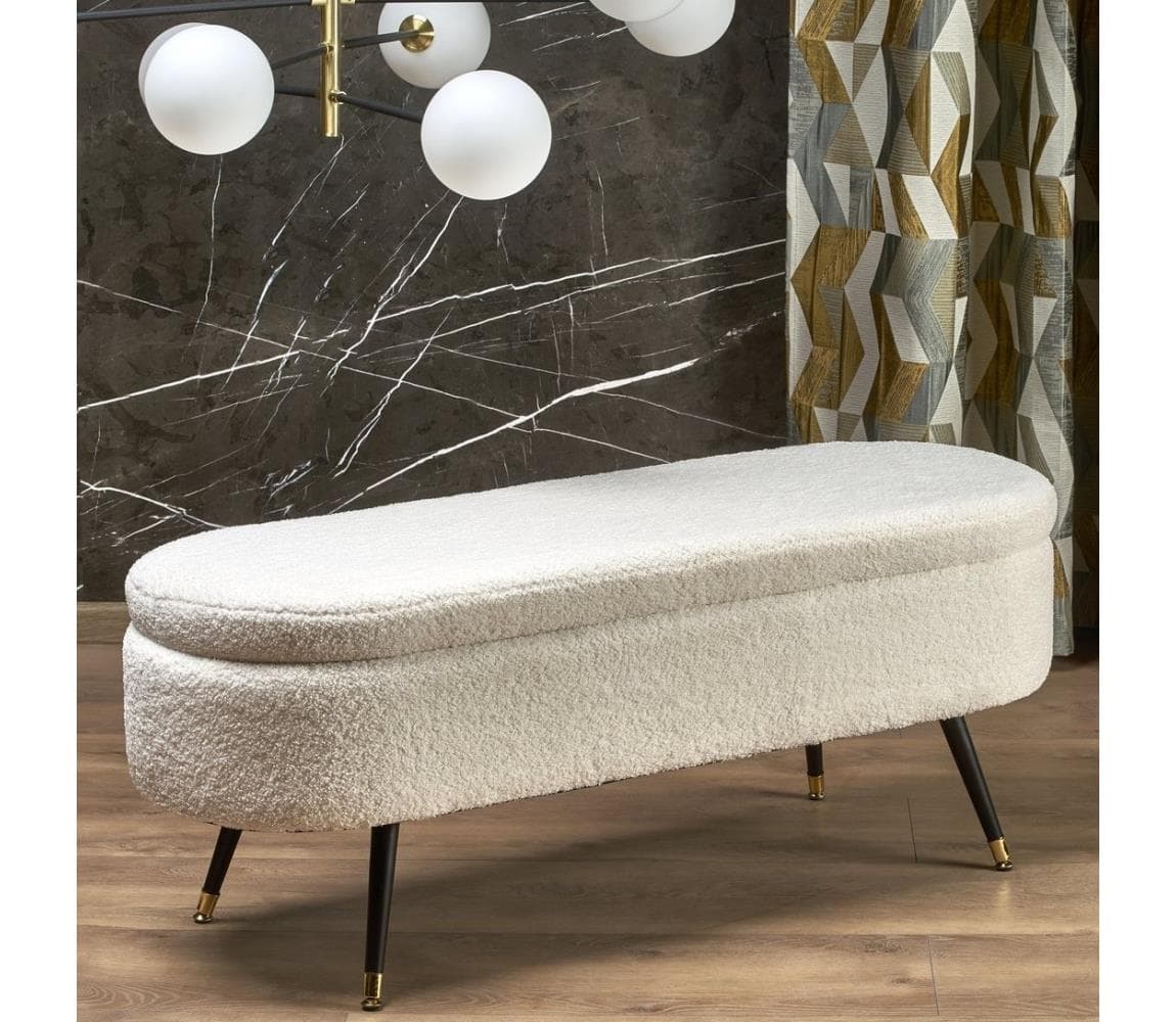 Halmar Lavica s úložným priestorom AVEIRO 46x120 cm biela V-CH-AVEIRO-ŁAWKA