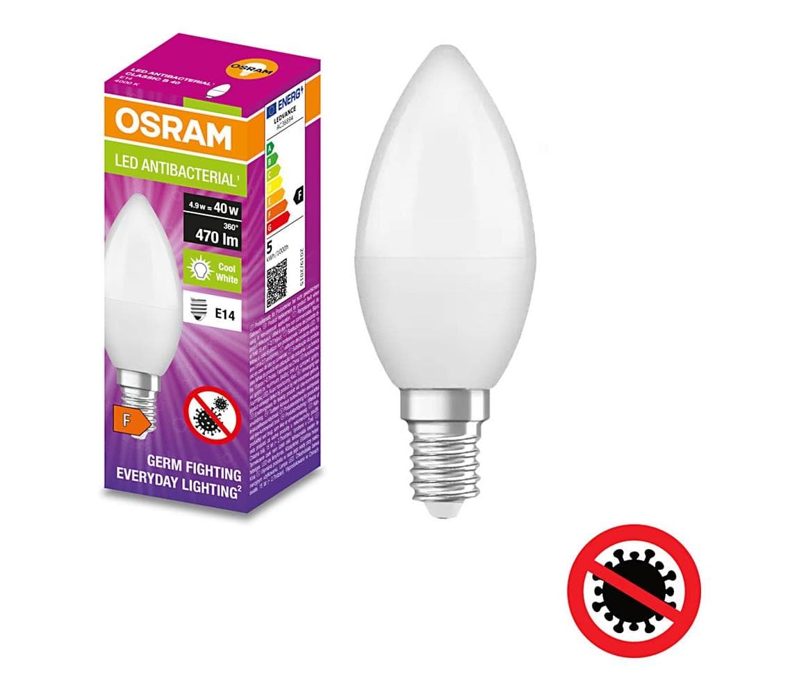 LED Antibakteriálna žiarovka B40 E14/4,9W/230V 4000K - Osram 4058075561359
