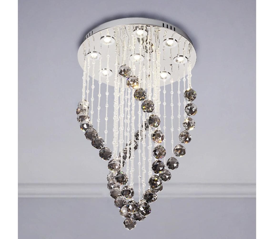 LED Krištáľové stropné svietidlo NAURU LED/30W/230V pr. 40 cm chróm/čierna + diaľkové ovládanie N3012
