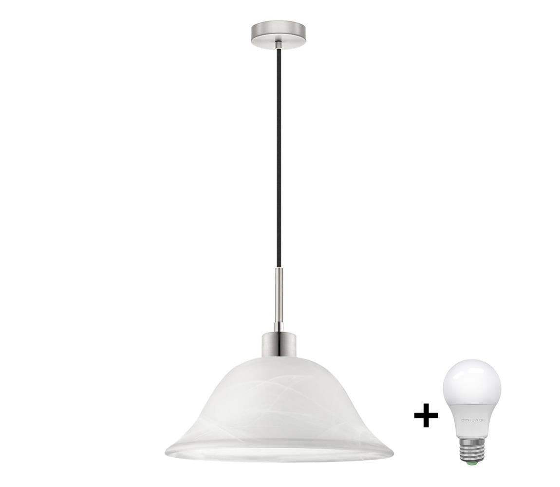 Eglo LED Luster na lanku 1xE27/60W/230V biela 1xEG32517+1xNSLA50010