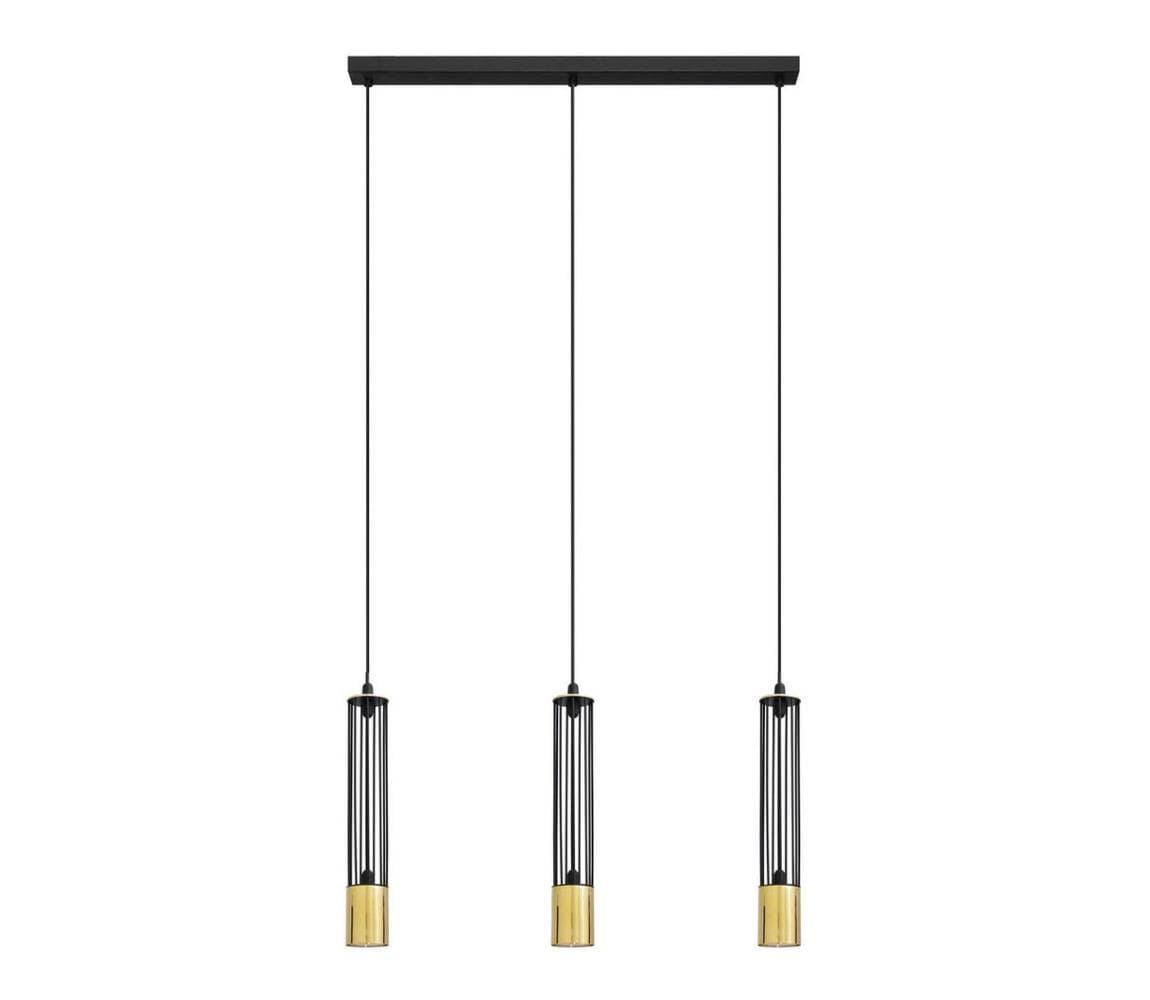 LED Luster na lanku BARS 3xGU10/4,8W/230V čierna/zlatá W-L 1115/3 GO+BK+GO