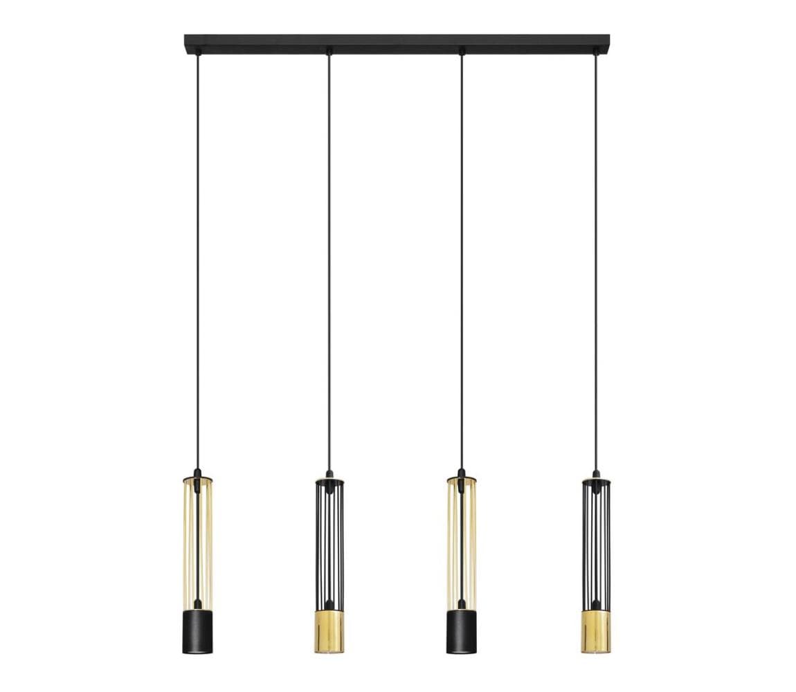 LED Luster na lanku BARS 4xGU10/4,8W/230V čierna/zlatá W-L 1115/4 BK+GO MIX