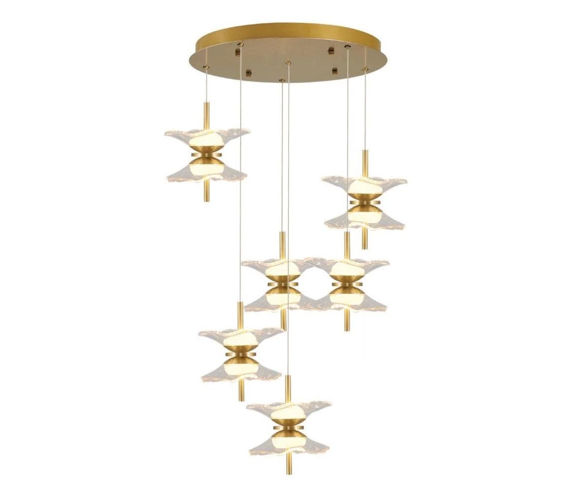 LED luster na lanku BUTTERFLY 12xLED/5W/230V 3000K zlatý 414LRC1360