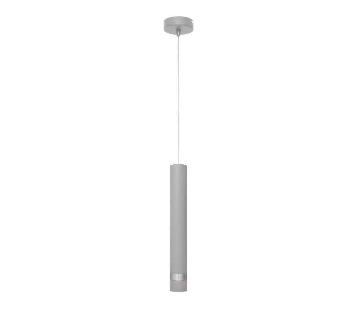 LED Luster na lanku TUBA 1xGU10/4,8W/230V šedá/lesklý chróm W-KM 1111/1 GR+CH+GR