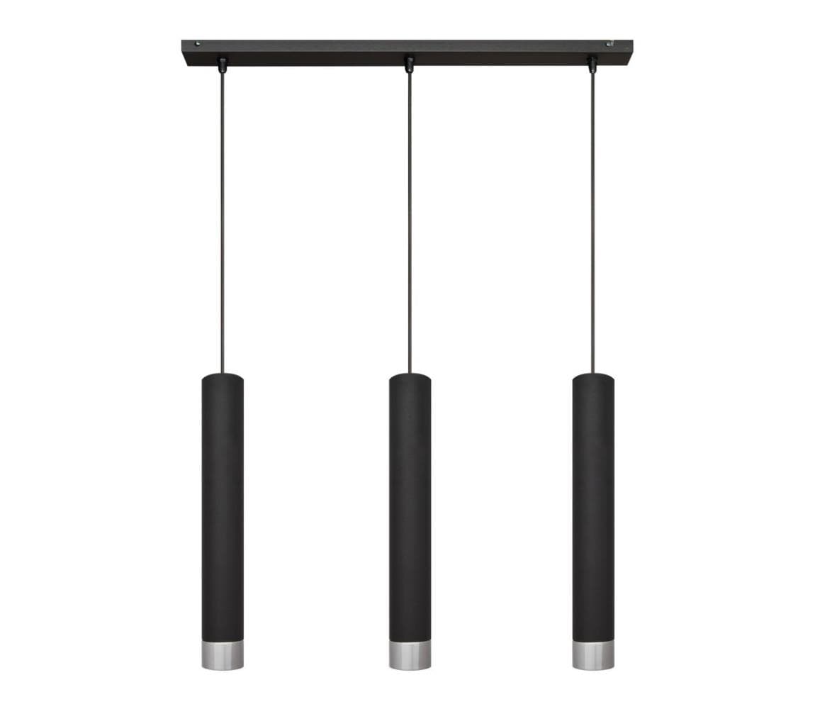 LED Luster na lanku TUBA 3xGU10/4,8W/230V čierna/lesklý chróm W-L 1111/3 BK+CH