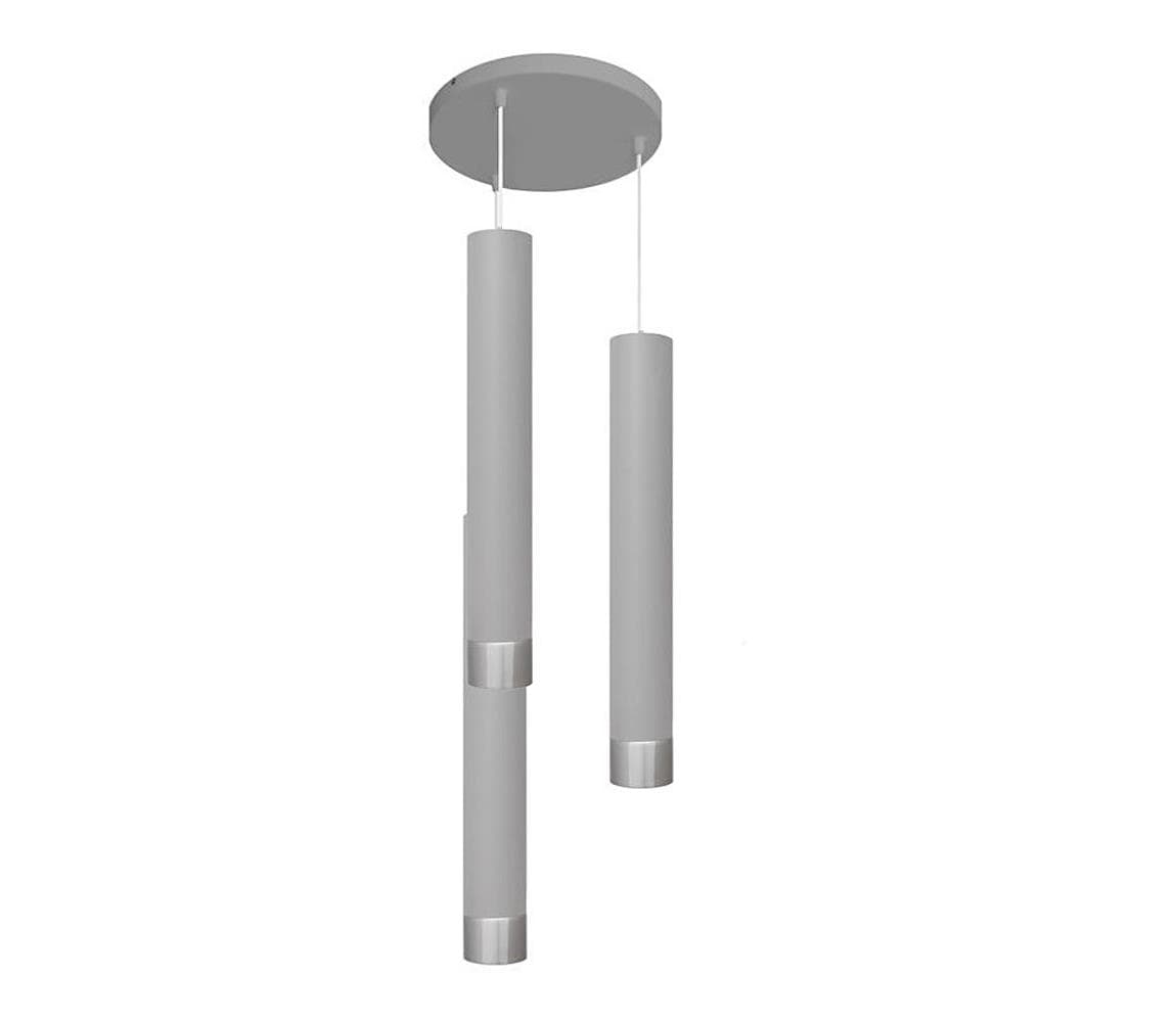 LED Luster na lanku TUBA 3xGU10/4,8W/230V šedá/lesklý chróm W-KD 1111/3 GR+CH