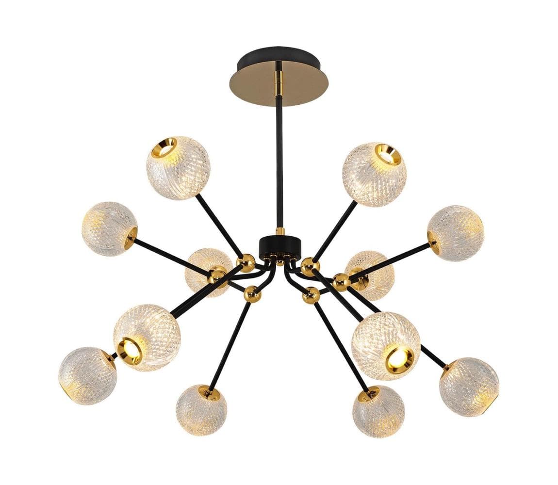 LED luster na tyči GELA 12xLED/5W/230V 3000K čierna/zlatá 414LRC1415