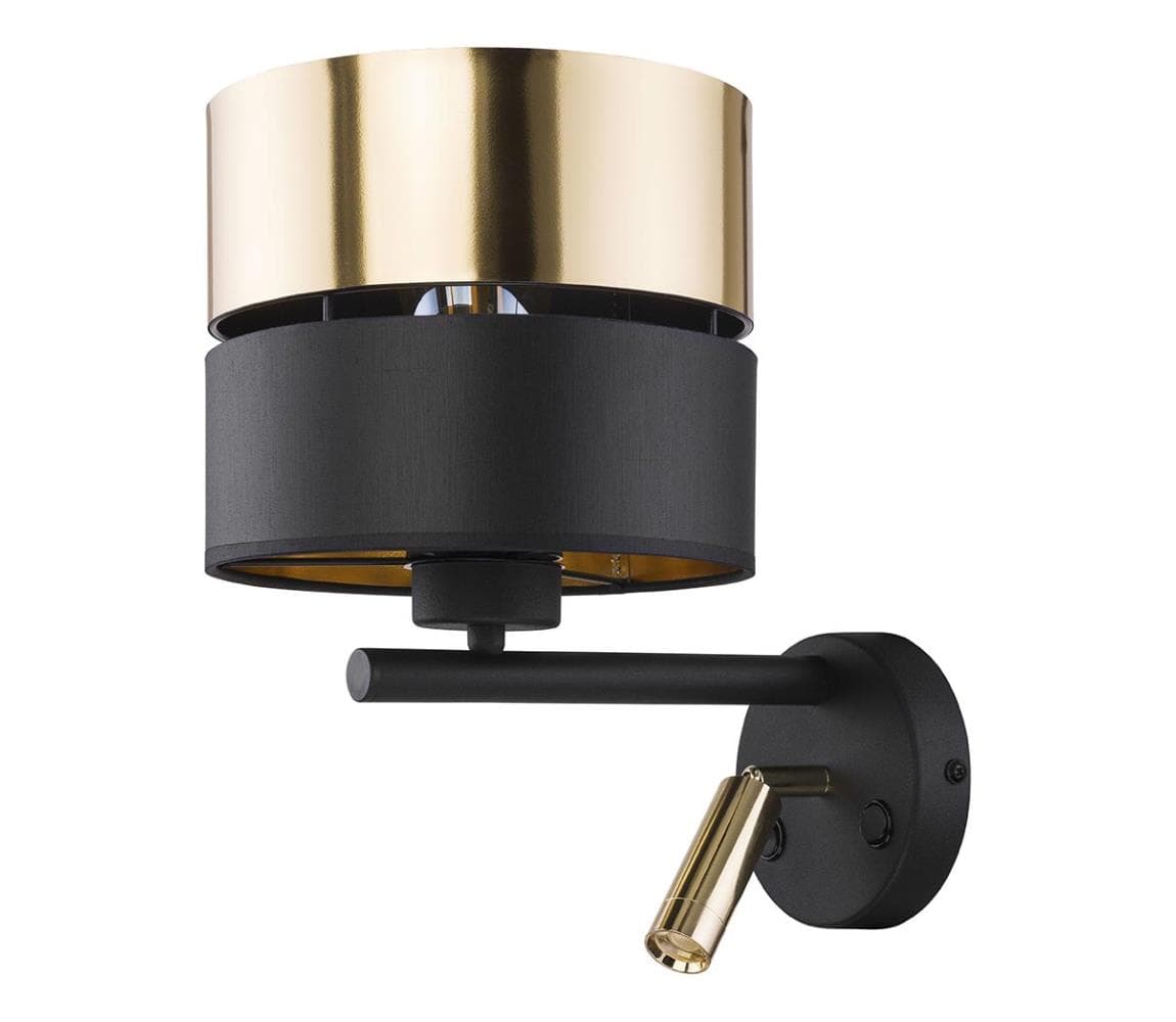 LED Nástenná lampa HILTON 1xE27/15W/230V + LED/3W/230V mosadz/čierna 2579