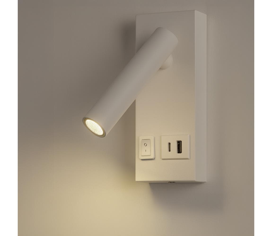 Eurolamp LED Nástenné bodové svietidlo s USB LED/2W/230V biela 145-22069