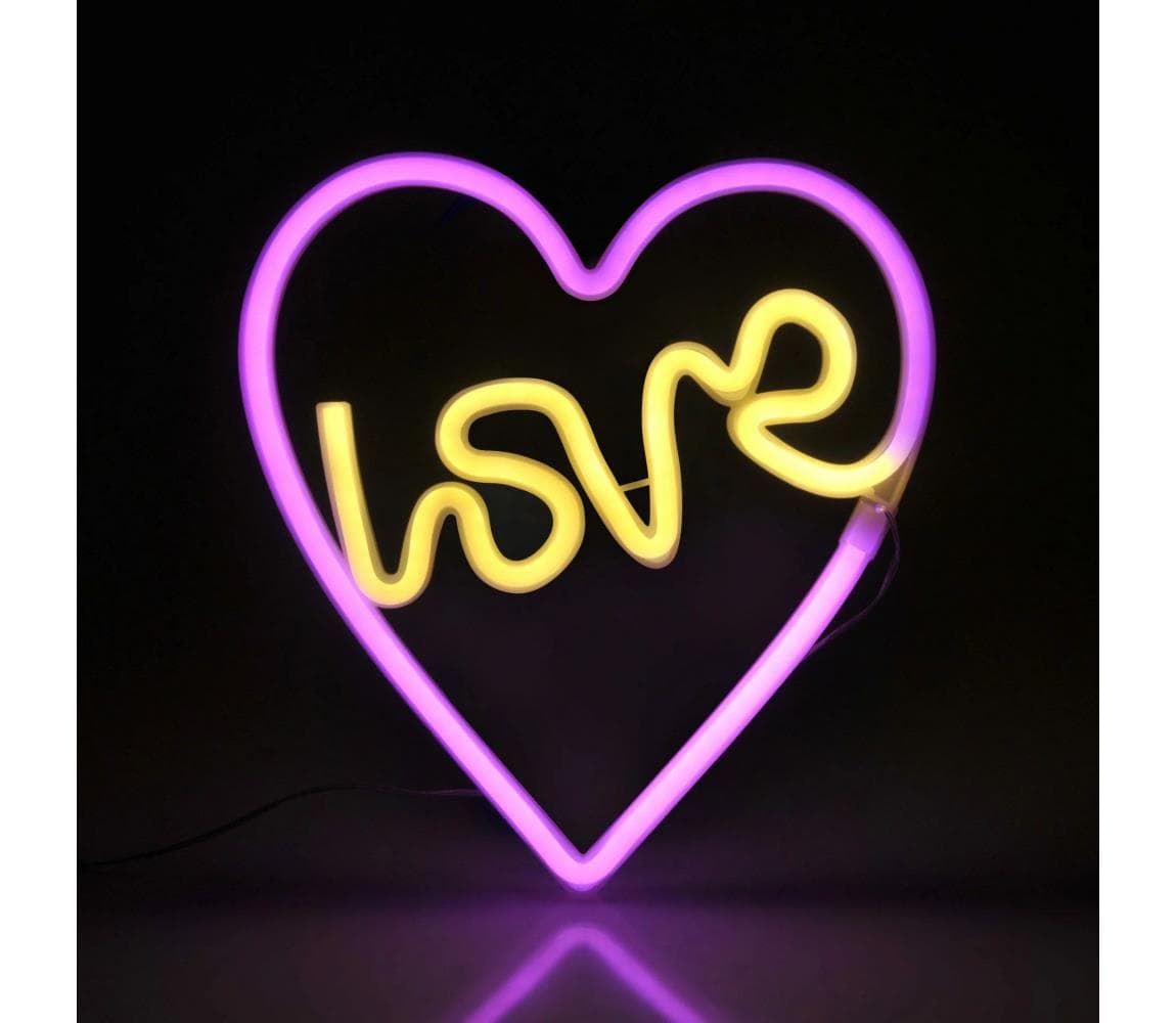 LED Neónová nástenná dekorácia LOVE LED/3W/3xAA USB ružová 327154