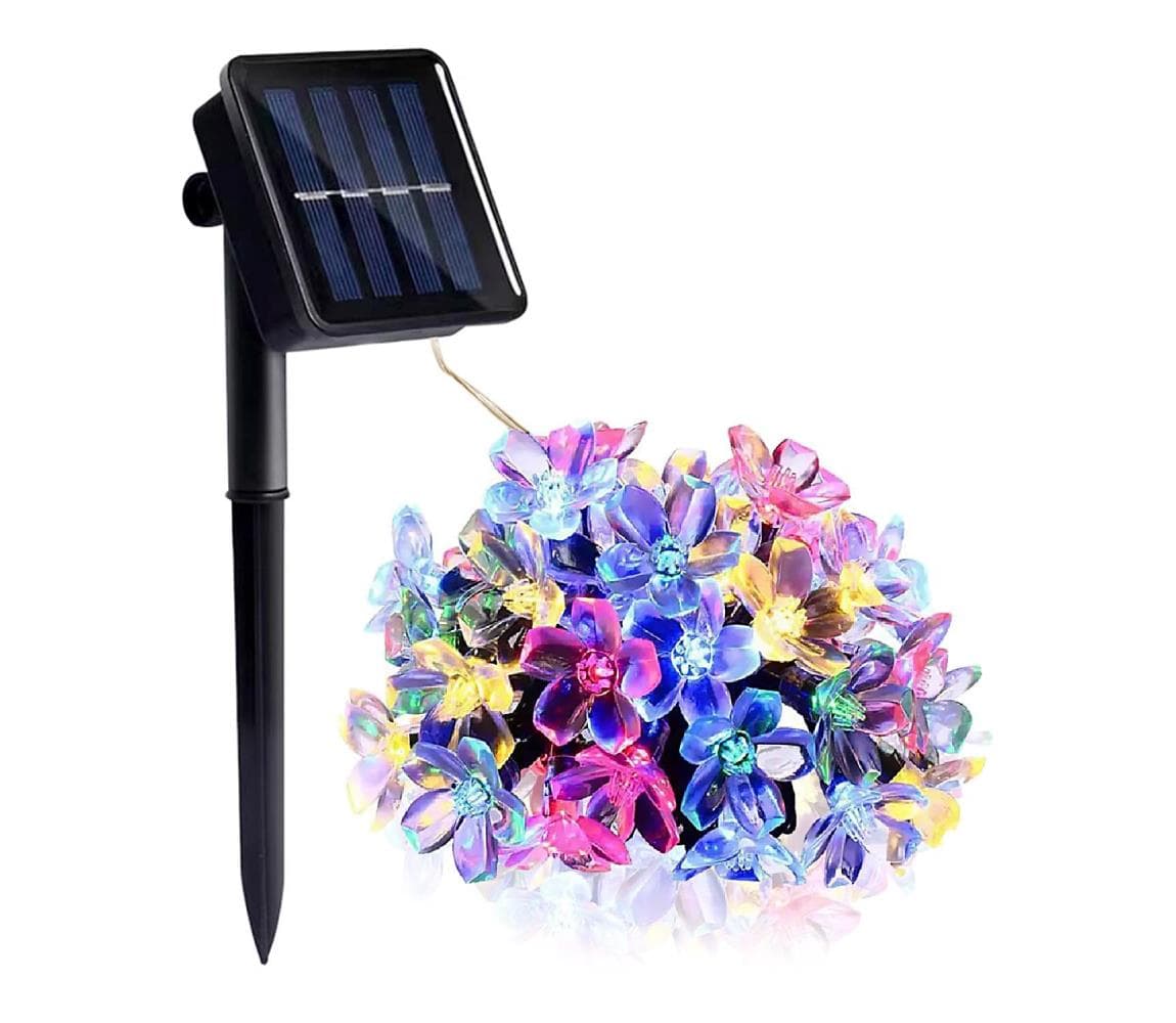 LED RGB solárny reťazec 50xLED/0,12W/1,2V 1xAA IP44 600 mAh KTLLE50RGB