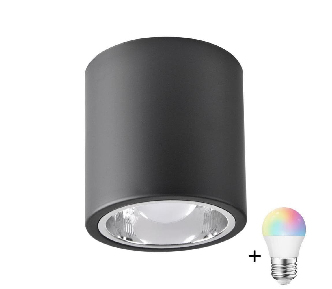 LED RGBW stmievateľné bodové svietidlo JUPITER 1xE27/6,5W/230V pr. 13 cm čierna SA1043+AI0818