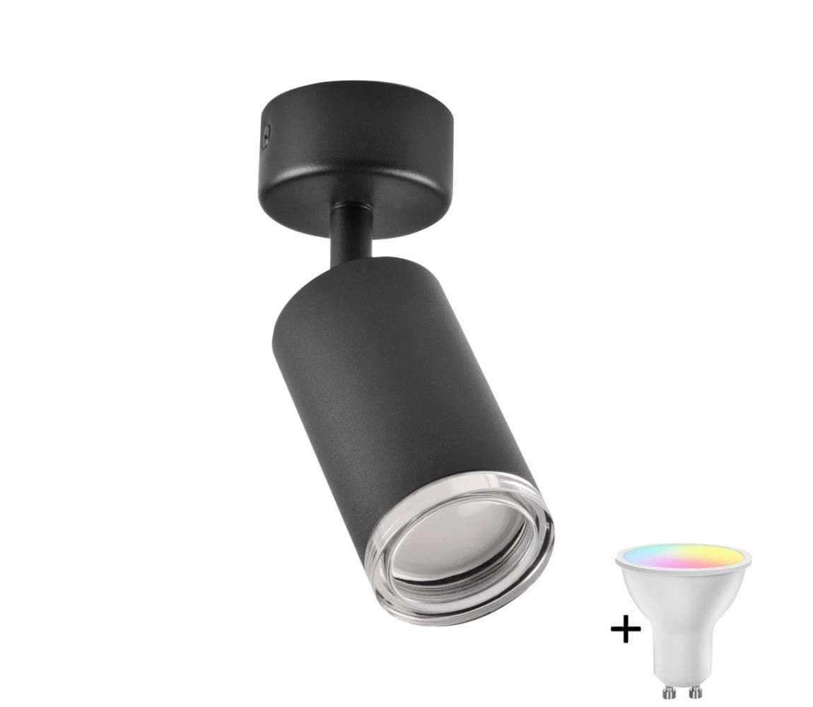 LED RGBW Stmievateľné kúpeľňové bodové svietidlo TURYN 1xGU10/4,8W/230V IP44 čierne SA1913+AI2382