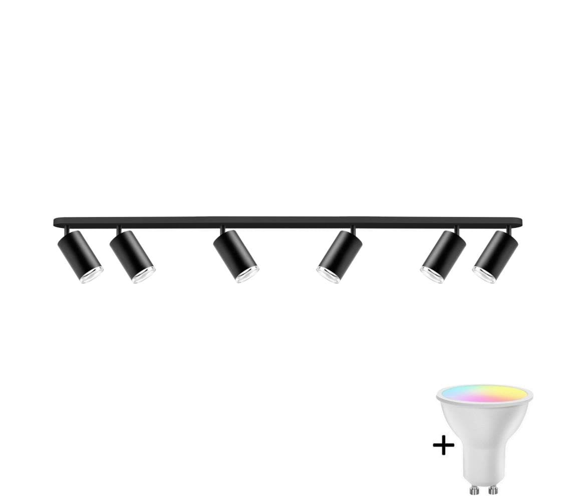 LED RGBW Stmievateľné kúpeľňové bodové svietidlo TURYN 6xGU10/6,5W/230V IP44 čierne SA1946+AI2320