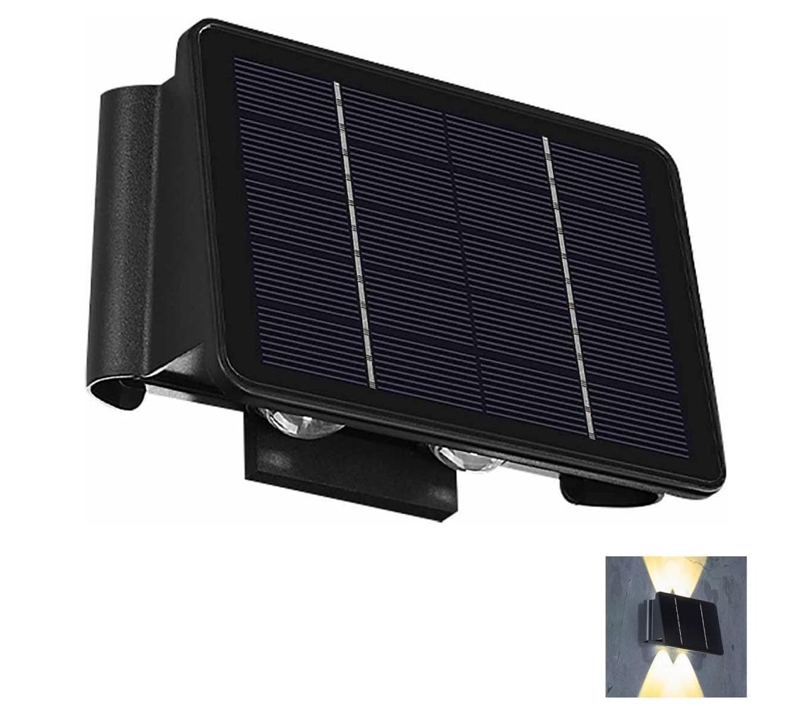 Greenlux LED Solárne nástenné svietidlo 4xLED/1,5W/3,7V 1500 mAh IP54 čierna