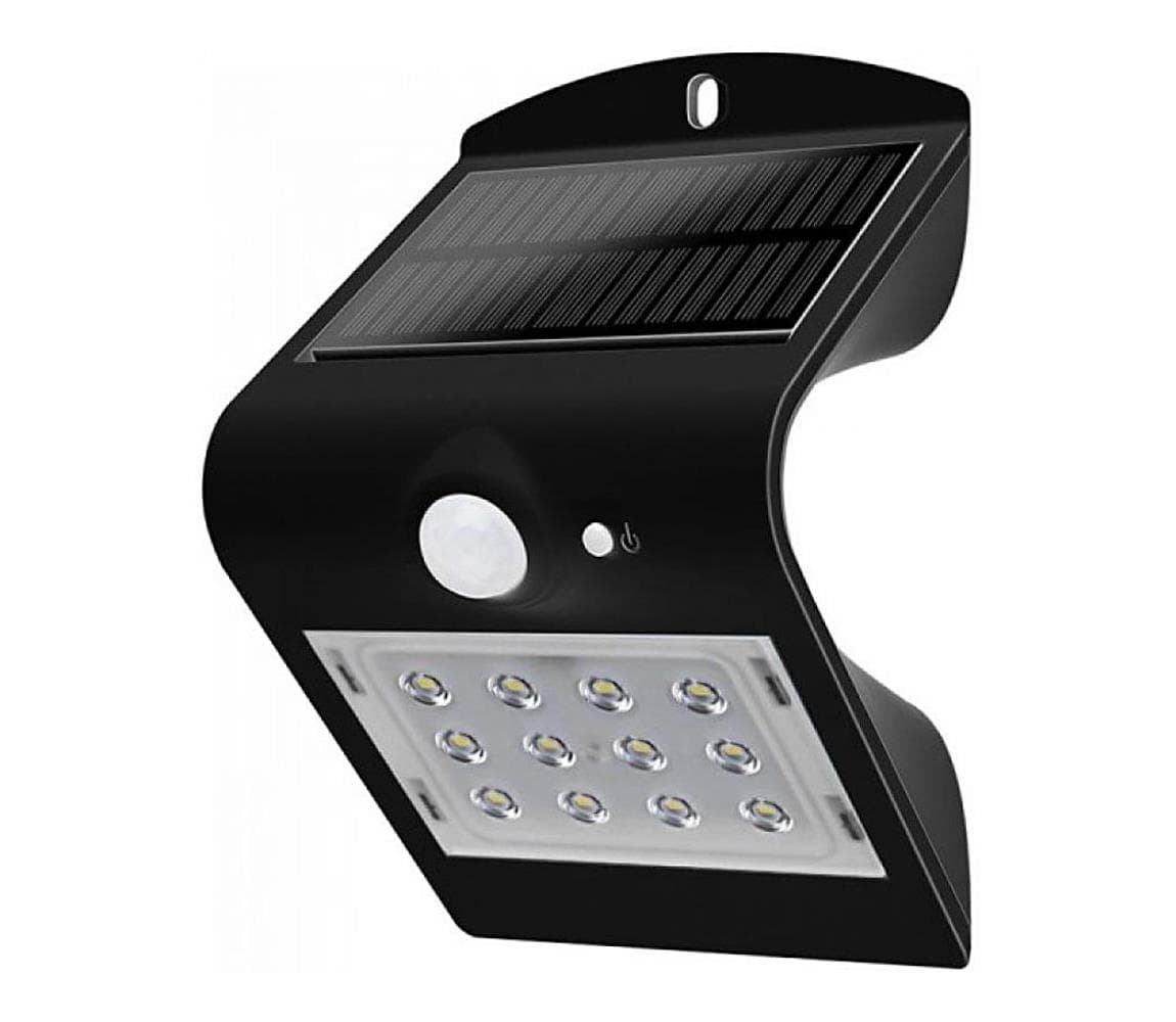 LED Solárne nástenné svietidlo so senzorom LED/1.5W/3,7V IP65 čierna 8277