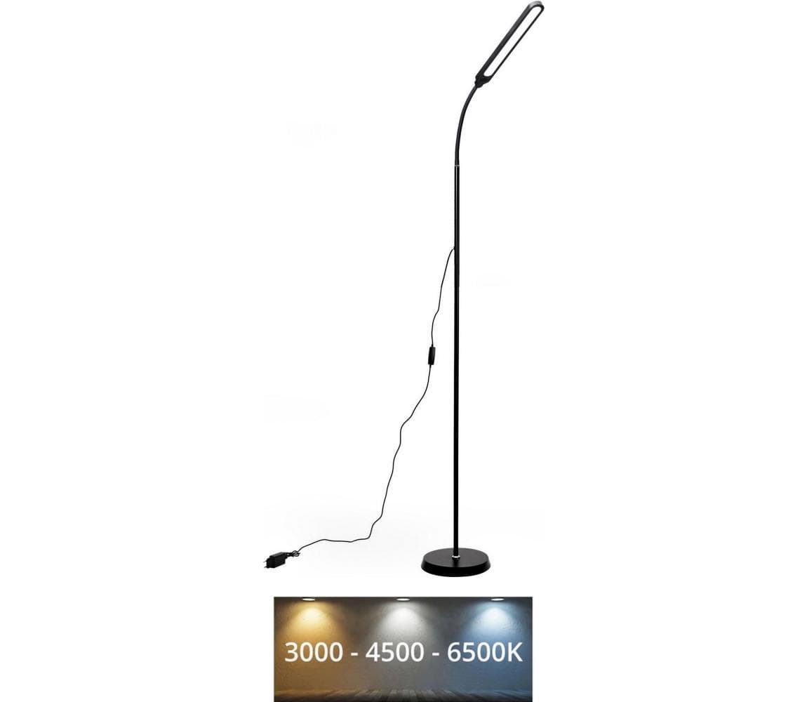 LED Stmievateľná stojacia lampa SIGNUS LED/10W/230V 3000/4500/6500K čierna PFL22B