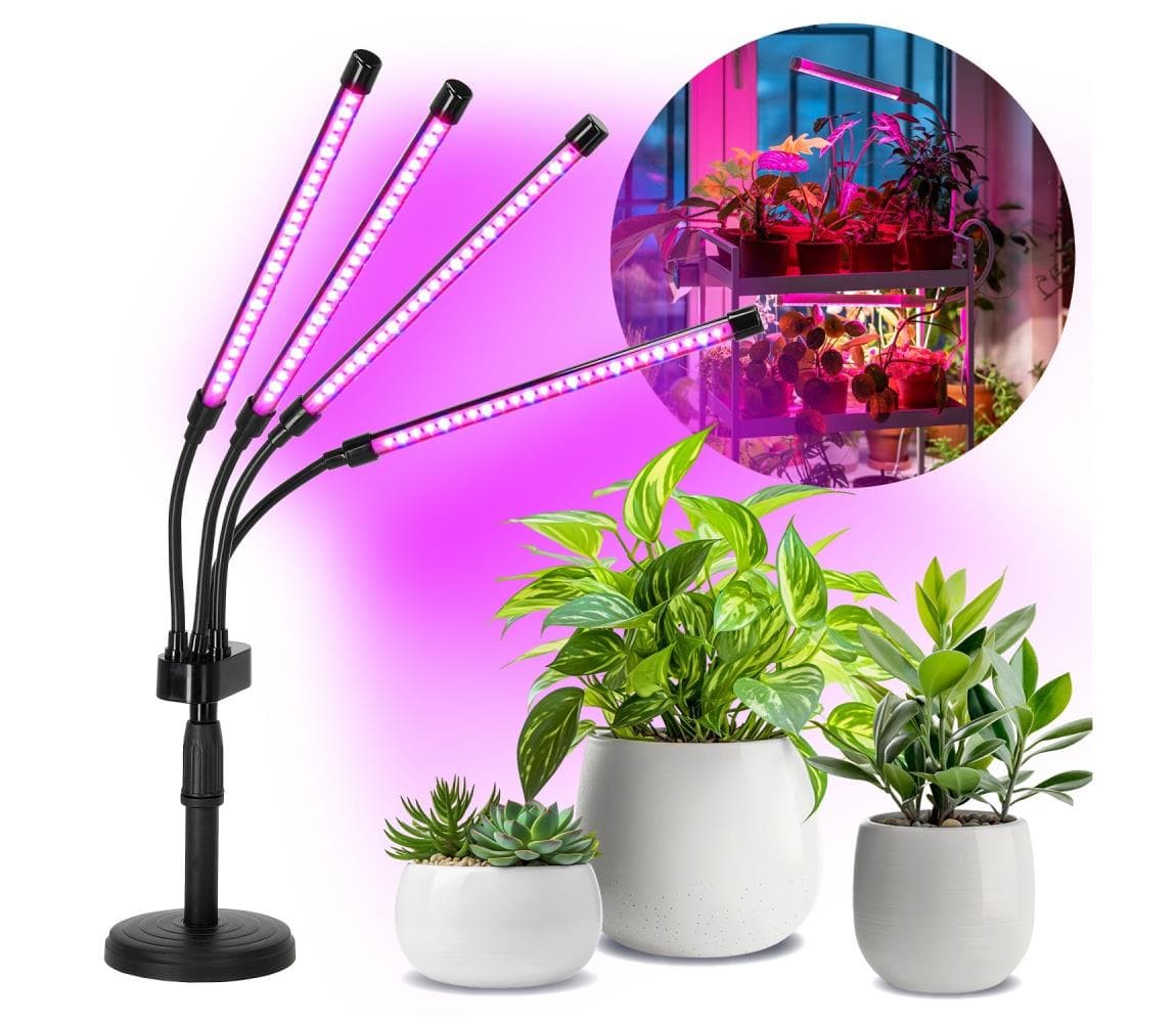 LED stmievateľná stolná lampa na pestovanie rastlín VITARO 4xLED/10W/230V čierna KDSN00000085