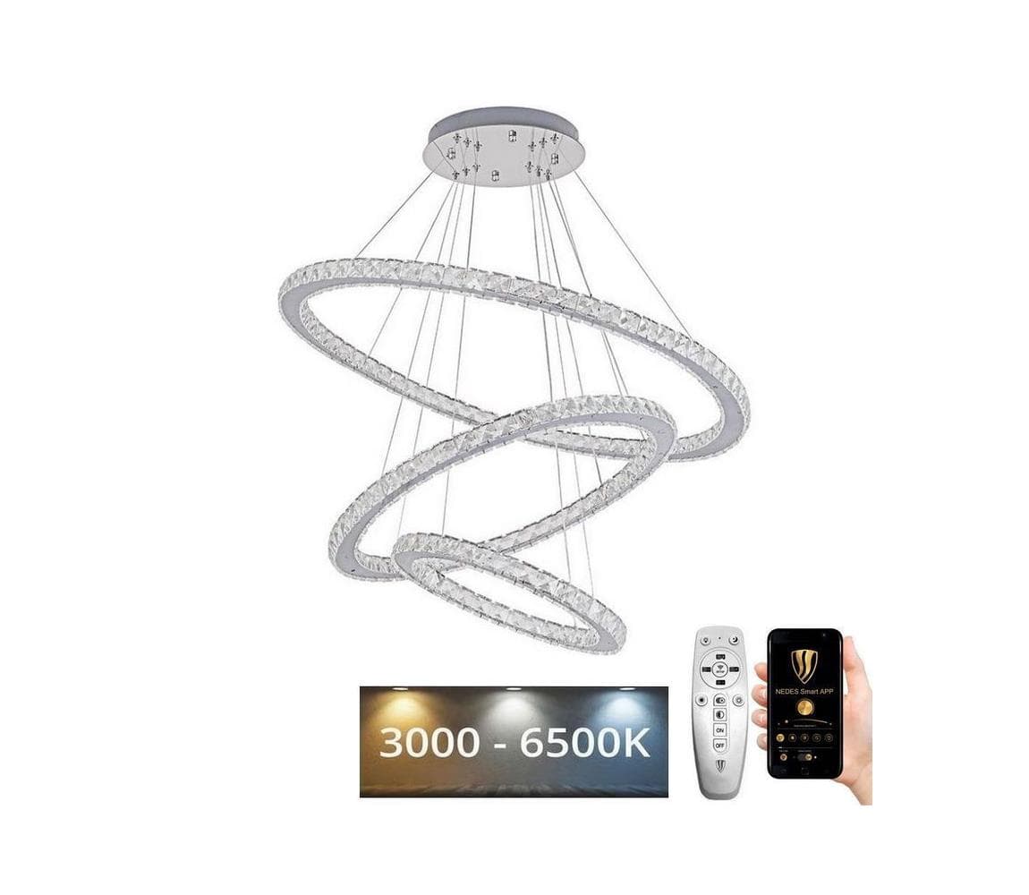 LED Stmievateľný luster na lanku LED/210W/230V 3000-6500K strieborná + DO J6355/CH