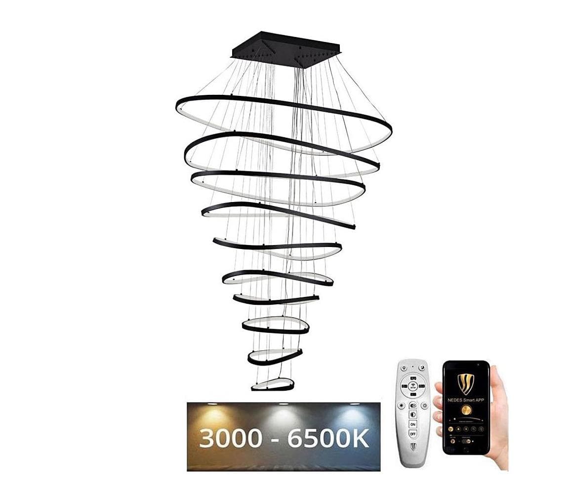 LED Stmievateľný luster na lanku LED/370W/230V 3000-6500K + diaľkové ovládanie J4375/B
