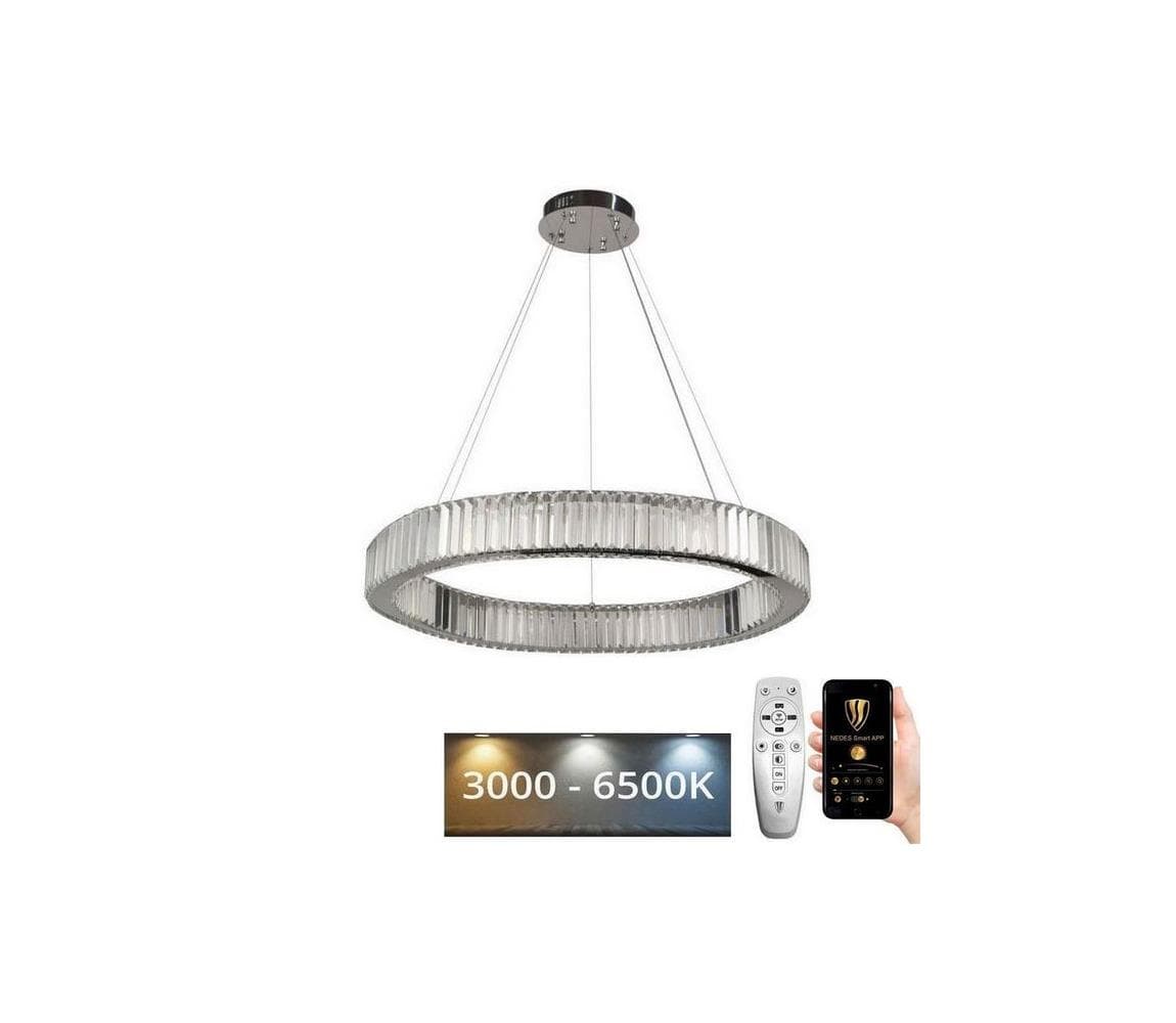 LED Stmievateľný luster na lanku LED/50W/230V 3000-6500K chróm + diaľkové ovládanie J6345/CH